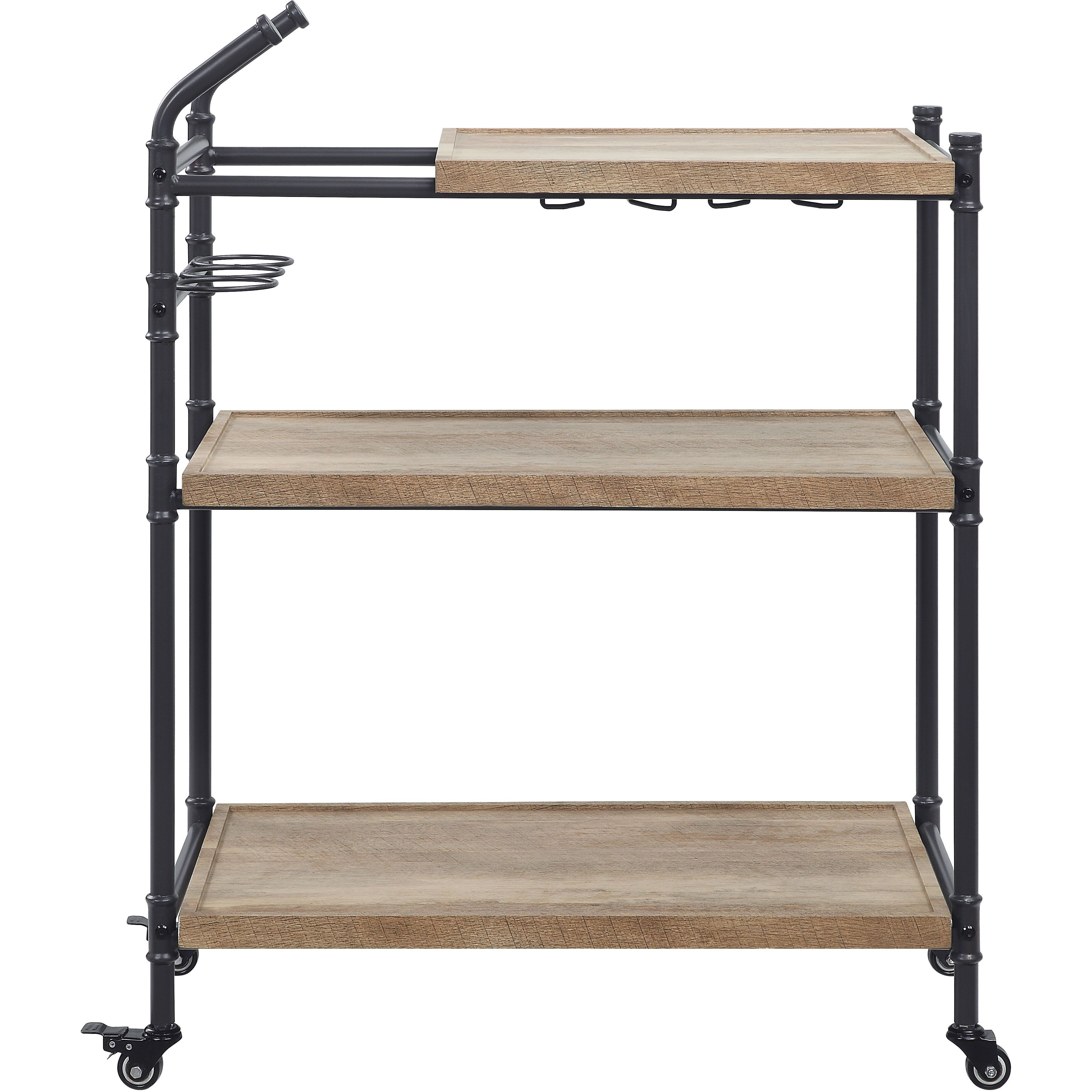 AcME Brantley Serving cart in Oak & Sandy Black Finish Ac00754(D0102H7cBW6)