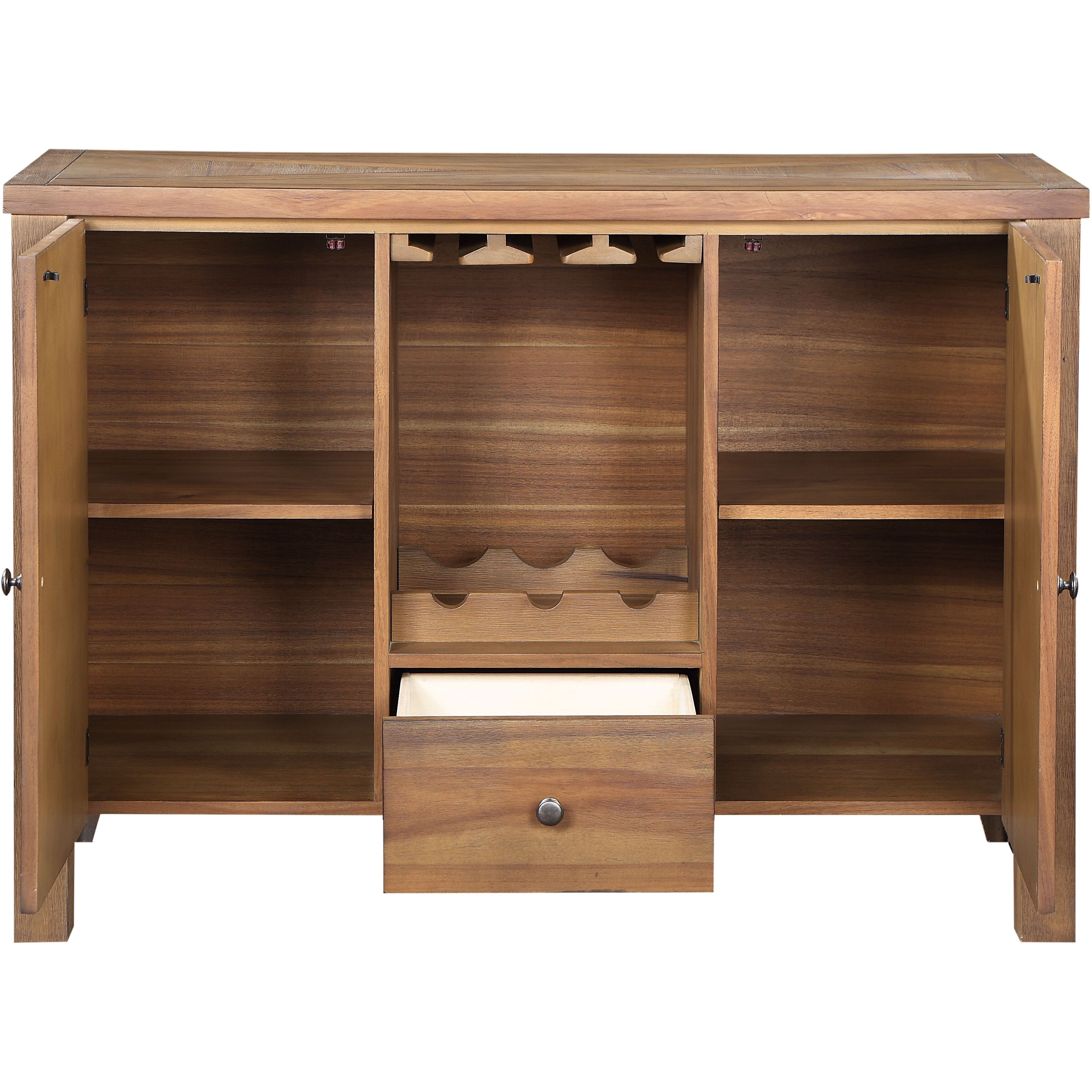AcME Pascaline Server, gray Fabric, Rustic Brown & Oak Finish DN01133(D0102H7JSM6)