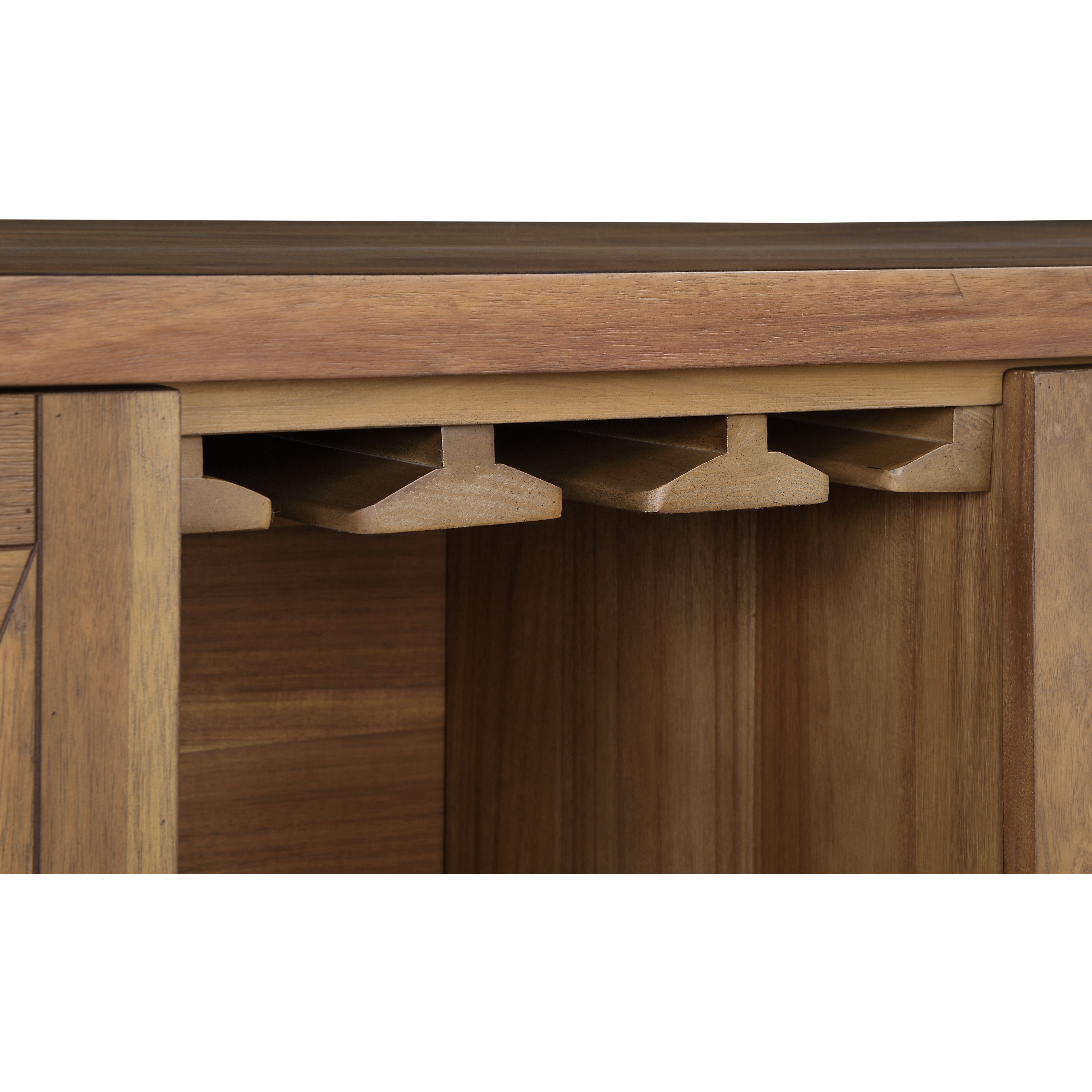 AcME Pascaline Server, gray Fabric, Rustic Brown & Oak Finish DN01133(D0102H7JSM6)