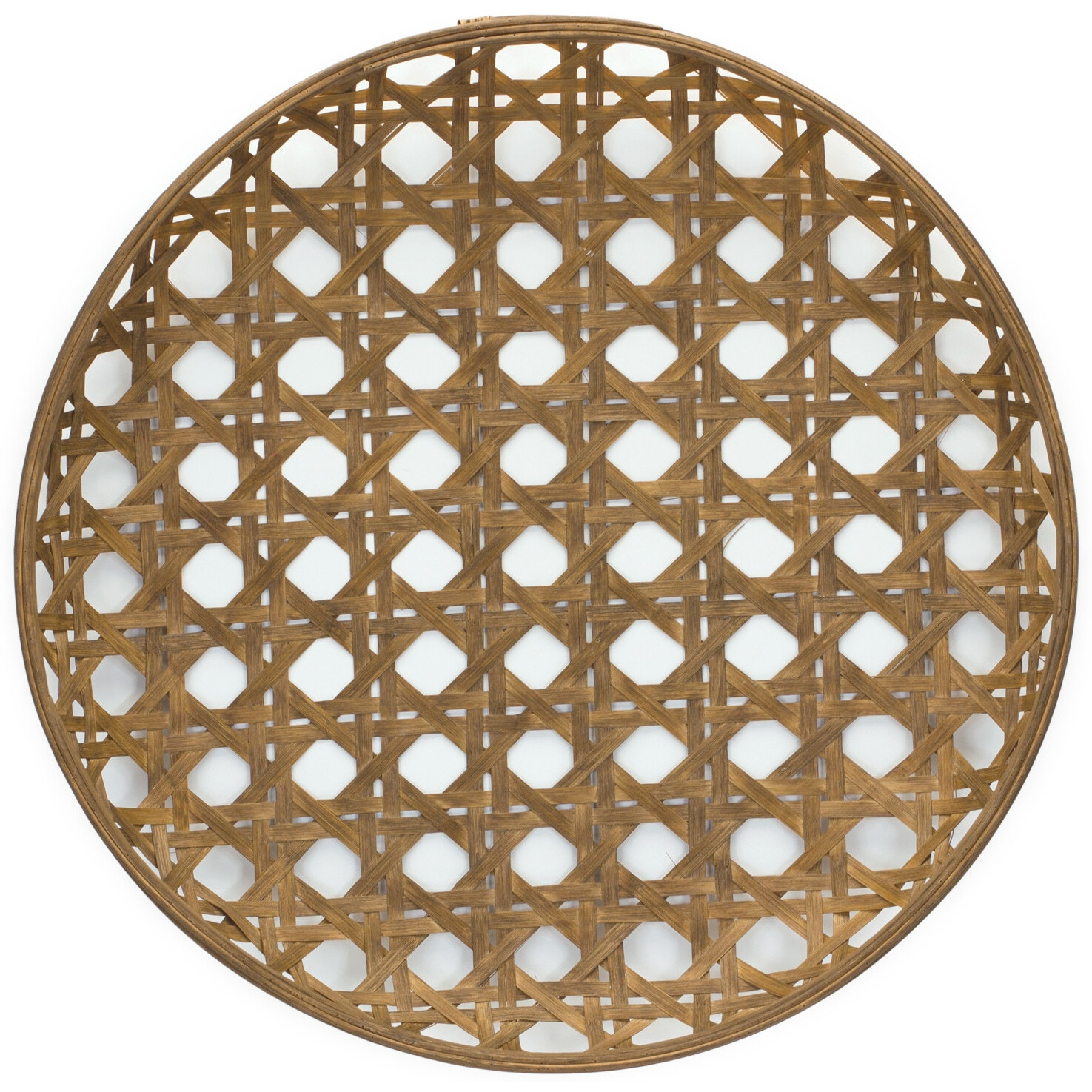22 Brown Bamboo Weave Round Wood Tray