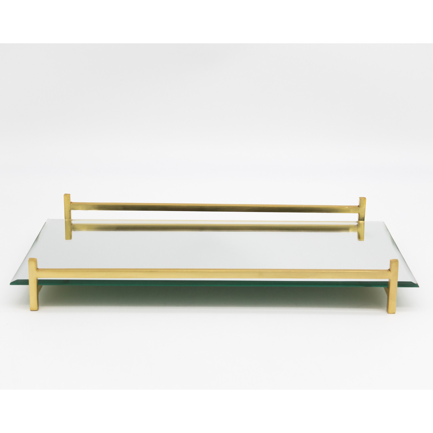 16 Mirror and gold Rectangular glass Vanity Tray