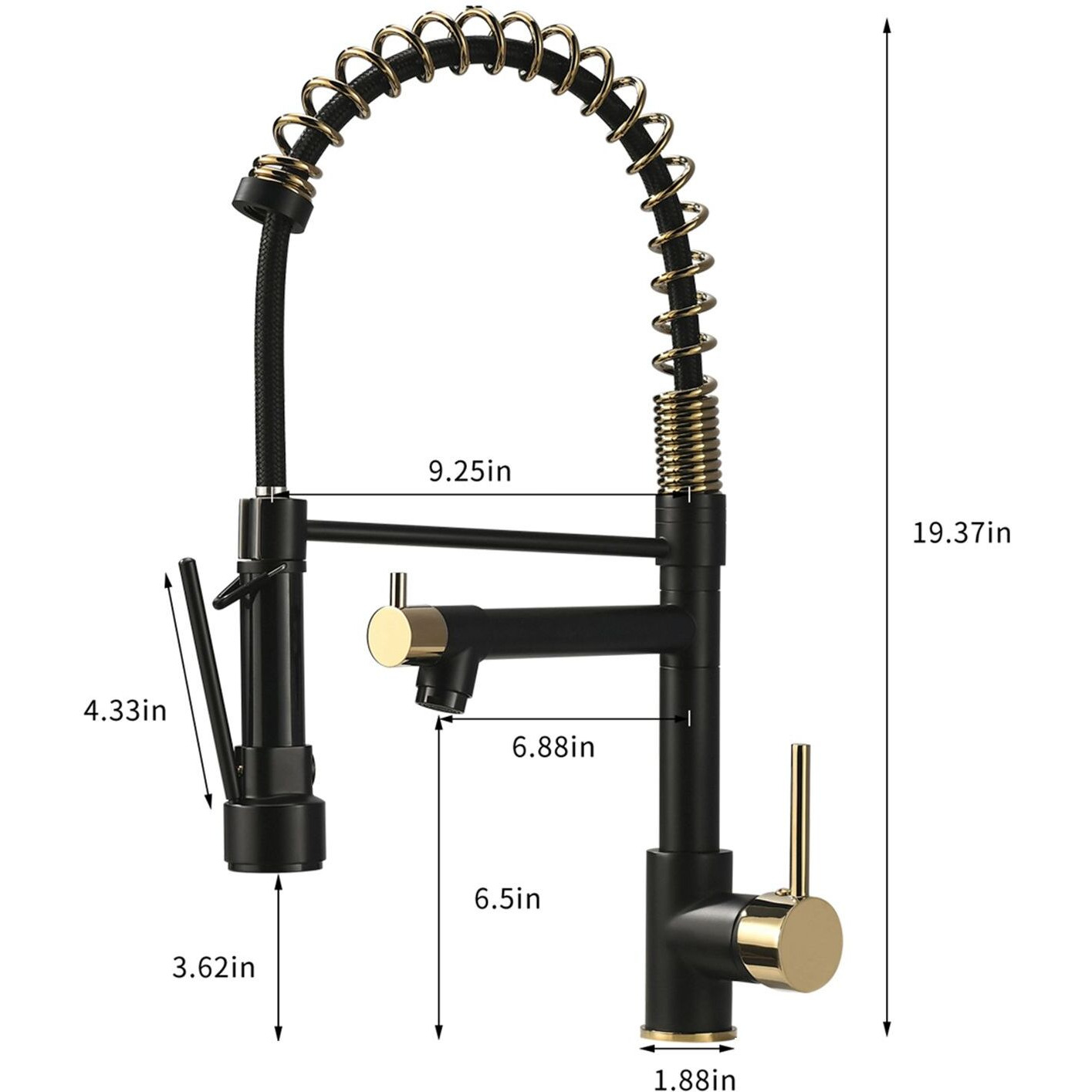 New Single Handle kitchen faucet with pull-down kitchen faucet  Black+gold(D0102H5Q358)