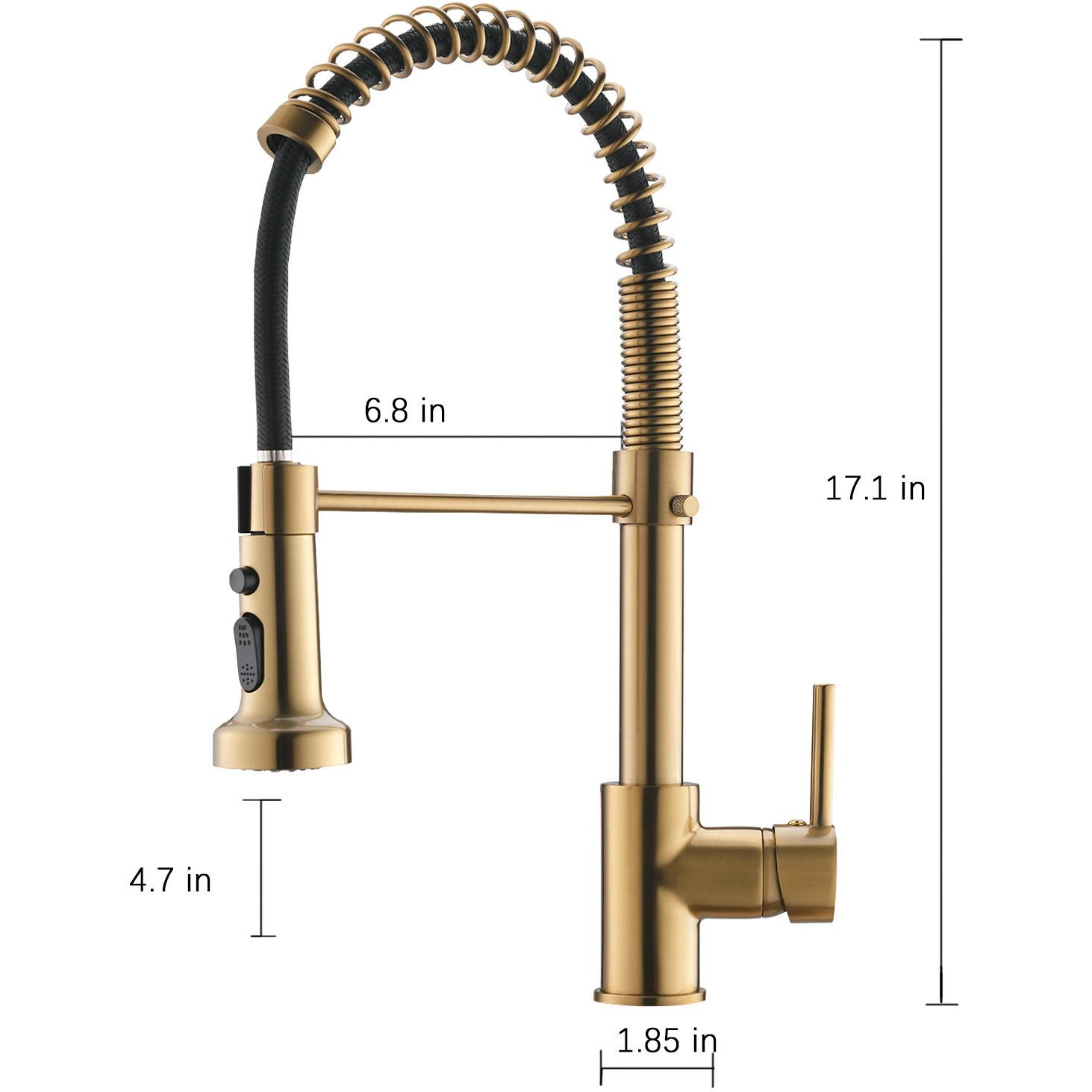 New Single Handle Pull-Down Sprayer Kitchen Faucet in Brushed gold(D0102H5QT0X)