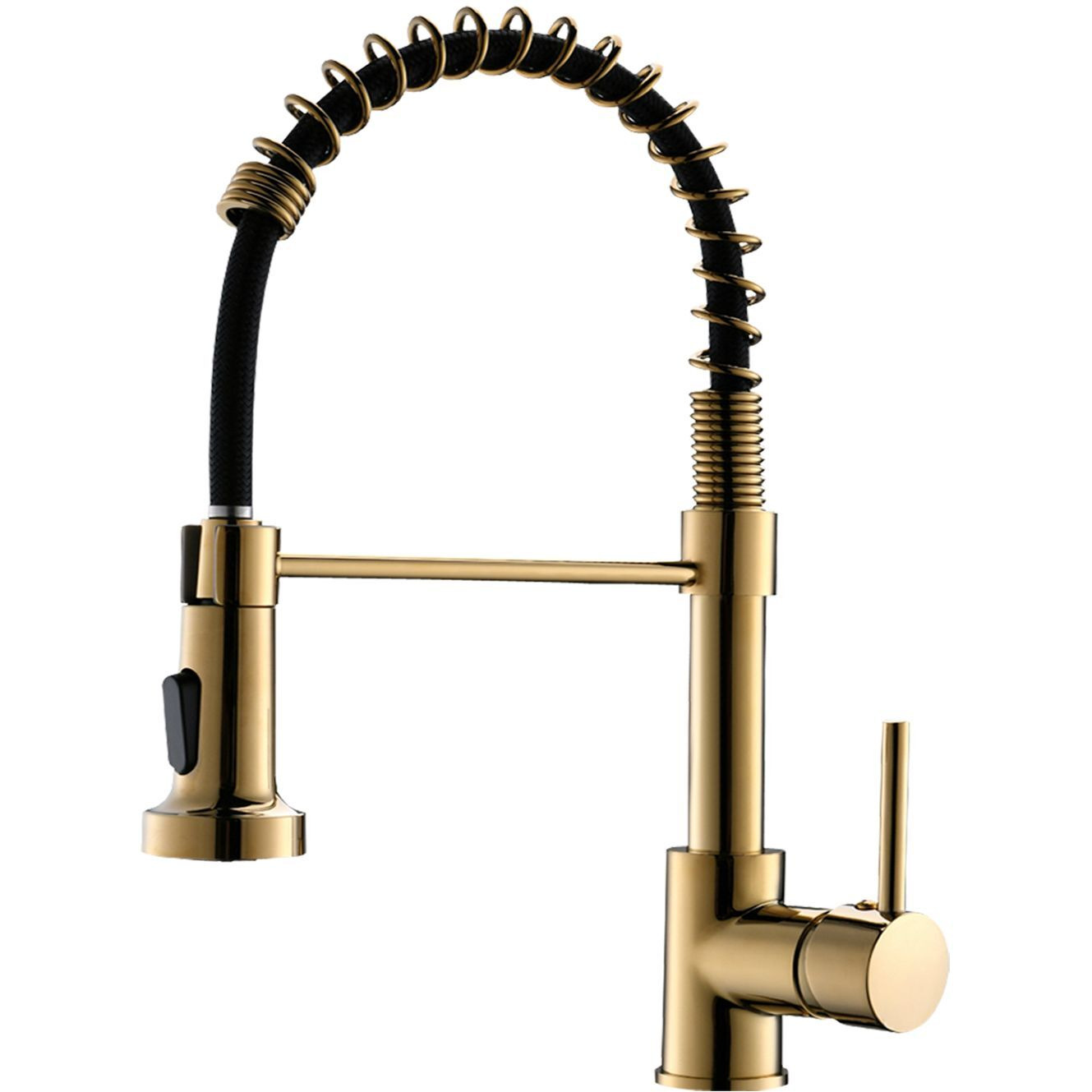 Single Handle Pull-Down Sprayer Kitchen Faucet in gold(D0102H5QTL8)