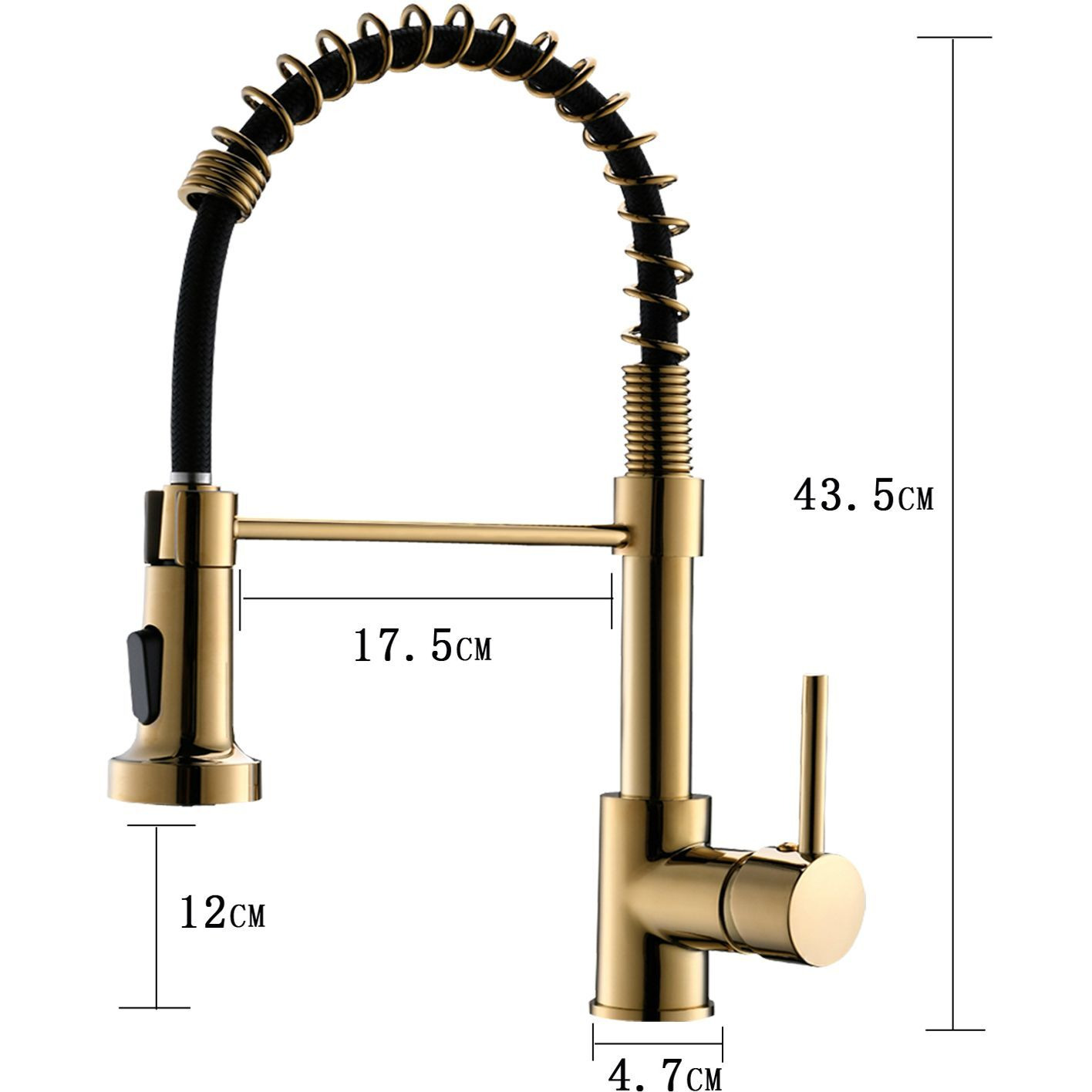 Single Handle Pull-Down Sprayer Kitchen Faucet in gold(D0102H5QTL8)