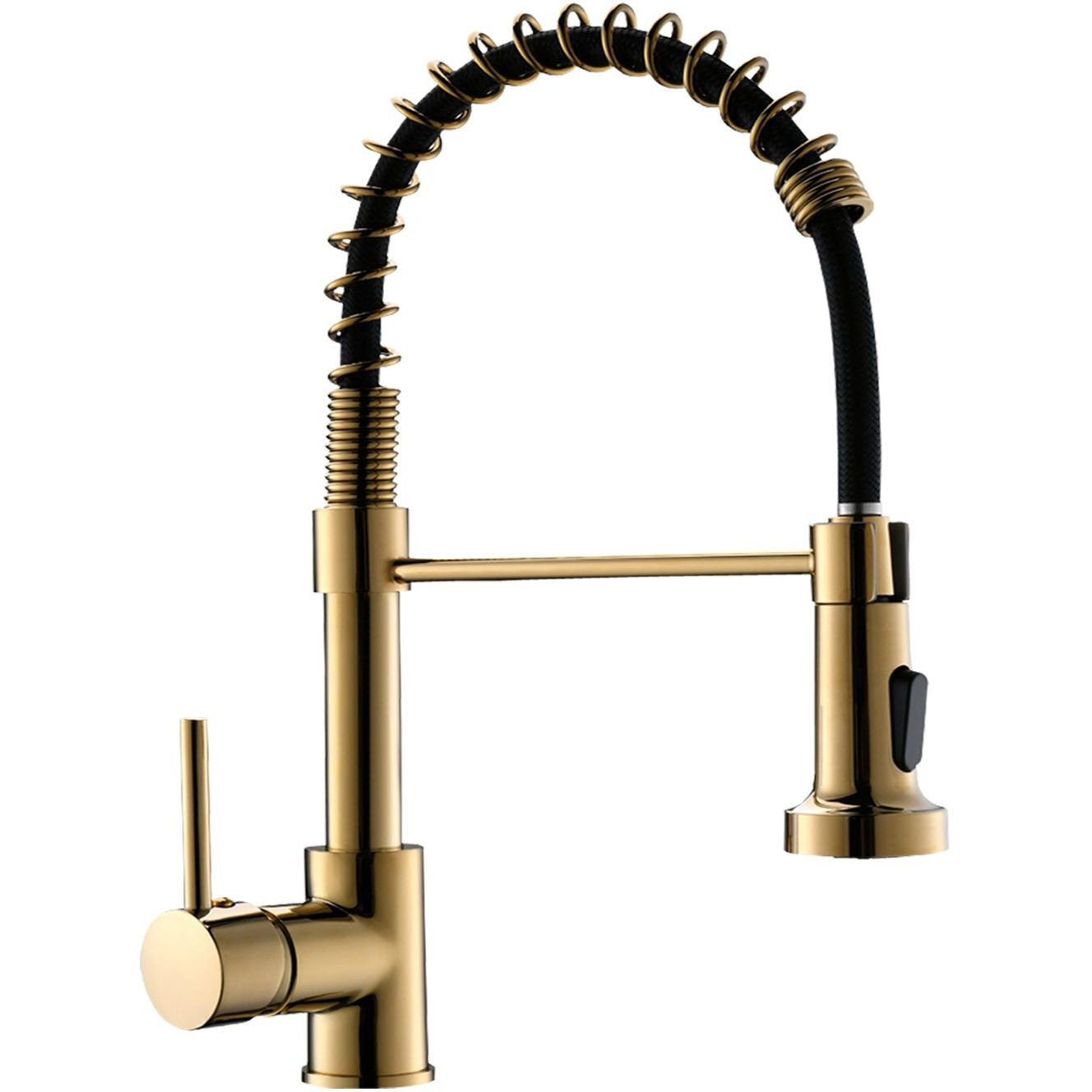 Single Handle Pull-Down Sprayer Kitchen Faucet in gold(D0102H5QTL8)