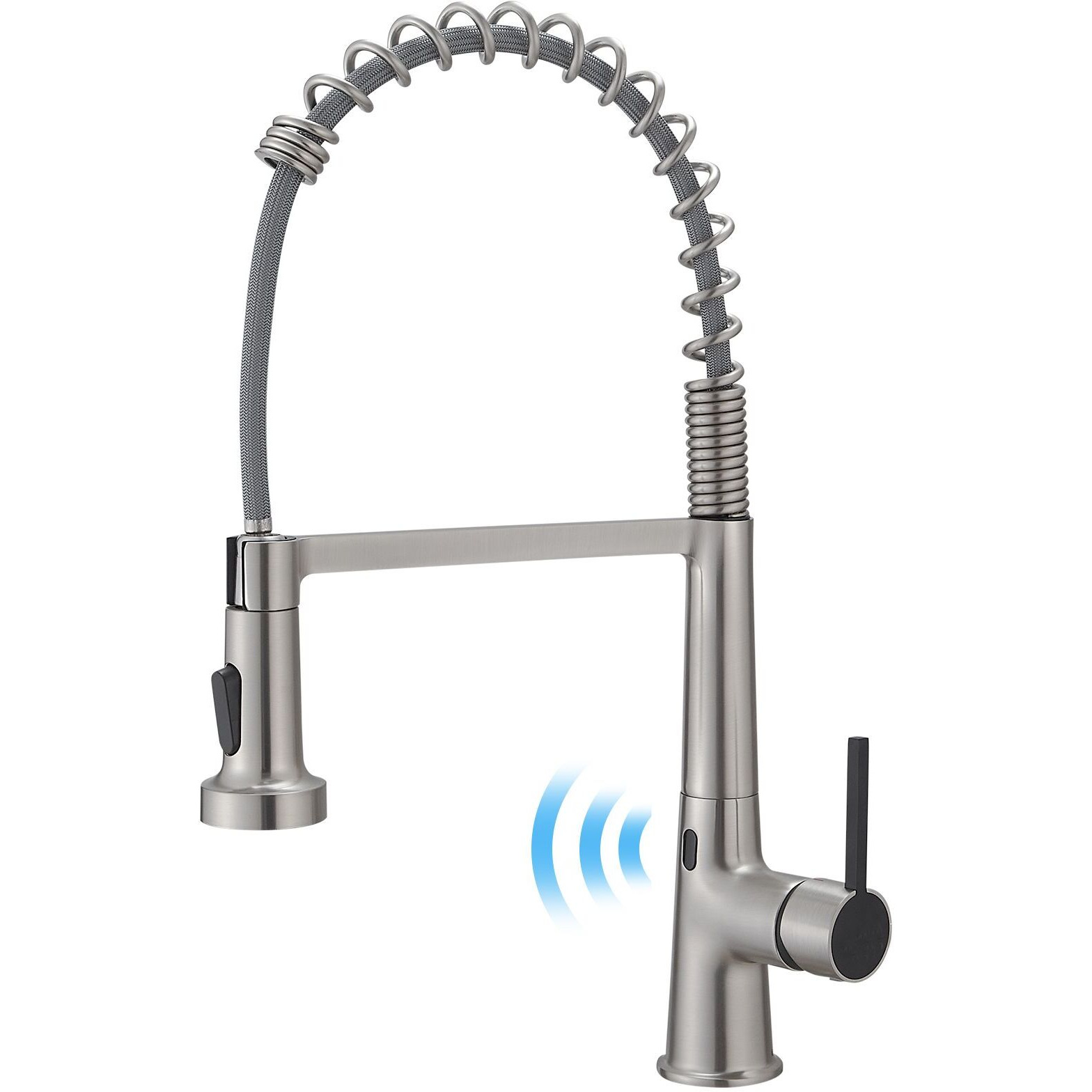 Single Handle Pull Down Sprayer Kitchen Faucet commercial Spring Faucet with Touchless Sensor(D0102H5L68X)