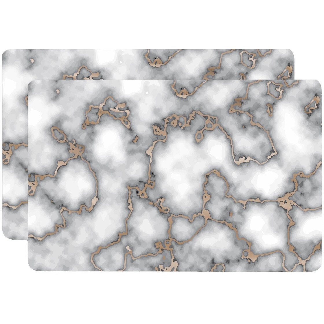 Set of Two gray and gold Abstract cork Rectangular Indoor Outdoor Placemats