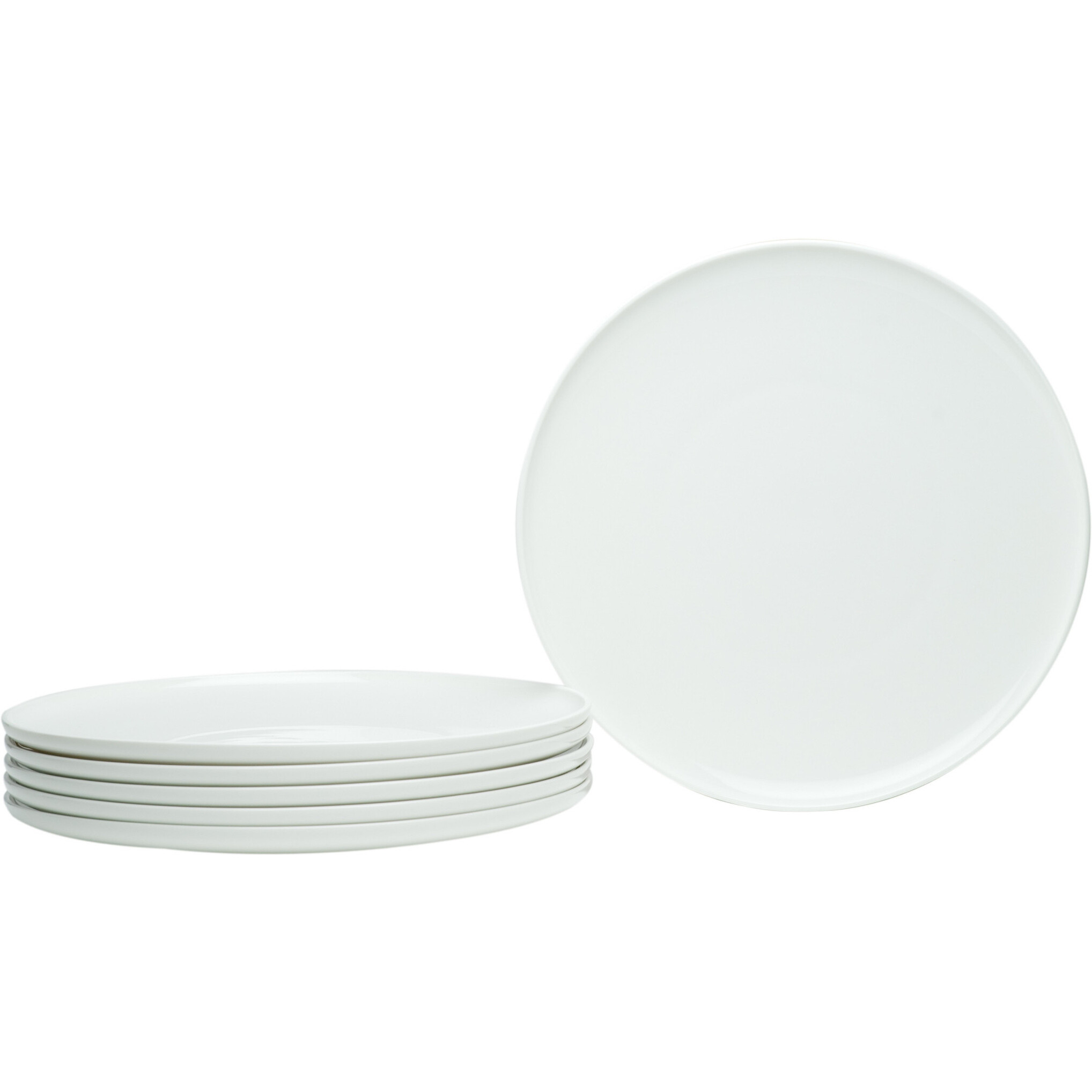White Six Piece Round Coupe Porcelain Service For Six Dinner Plate Set