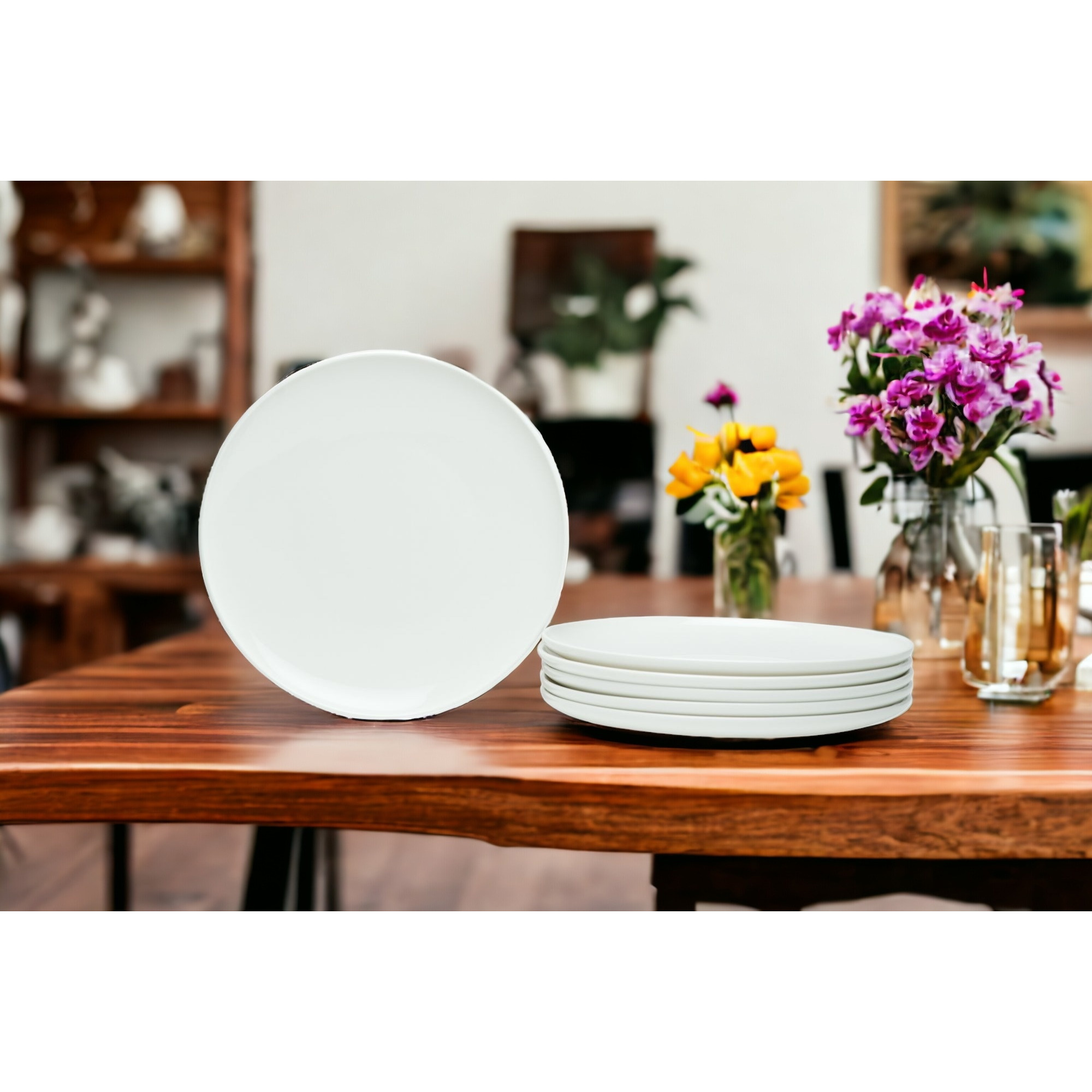 White Six Piece Porcelain Service For Six Salad Plate Set