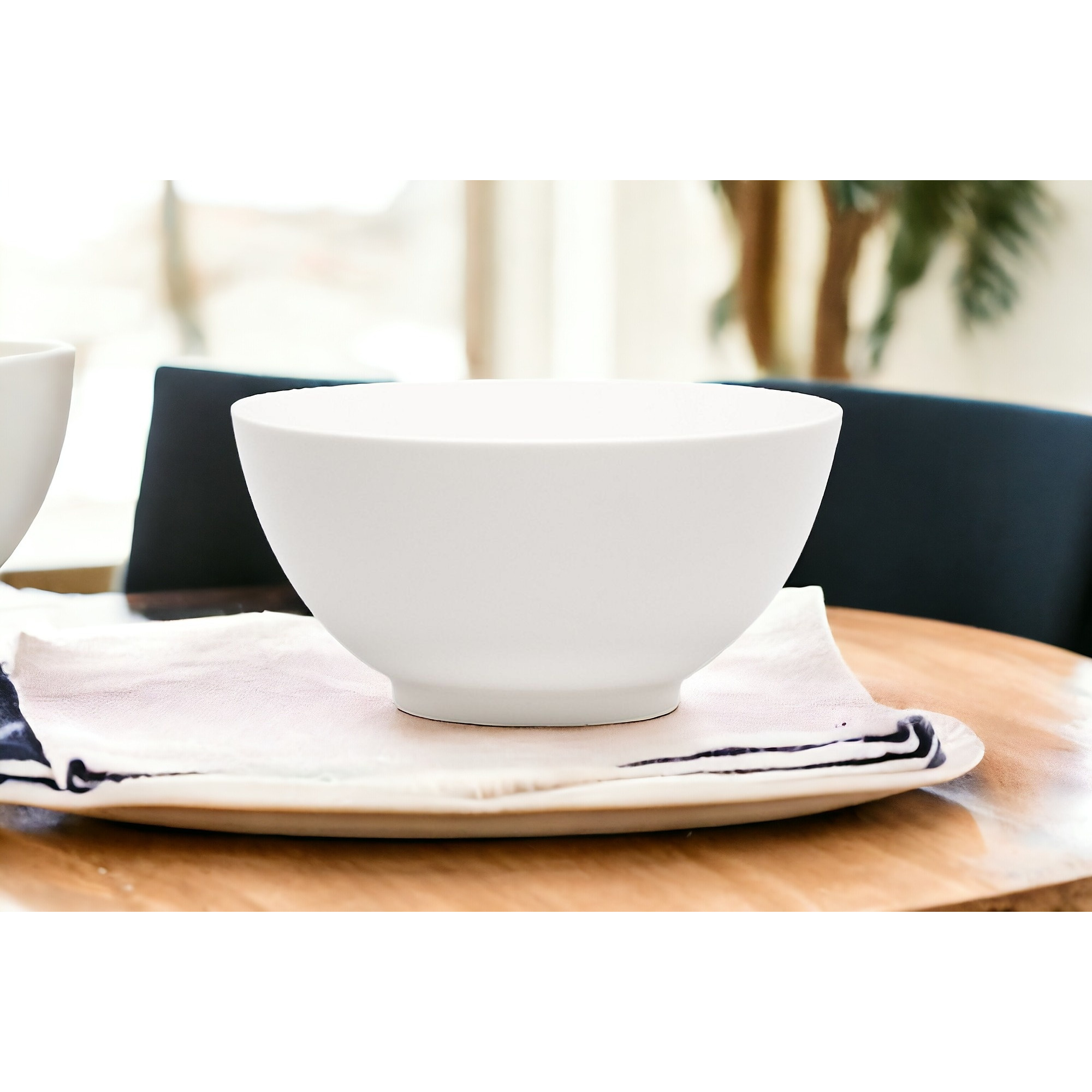 White Porcelain Large Round Serve Bowl