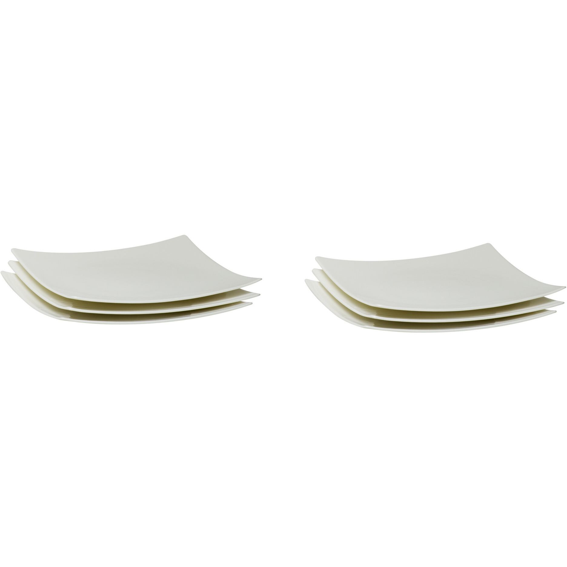 White Six Piece Square Bone China Service For Six Salad Plate Set