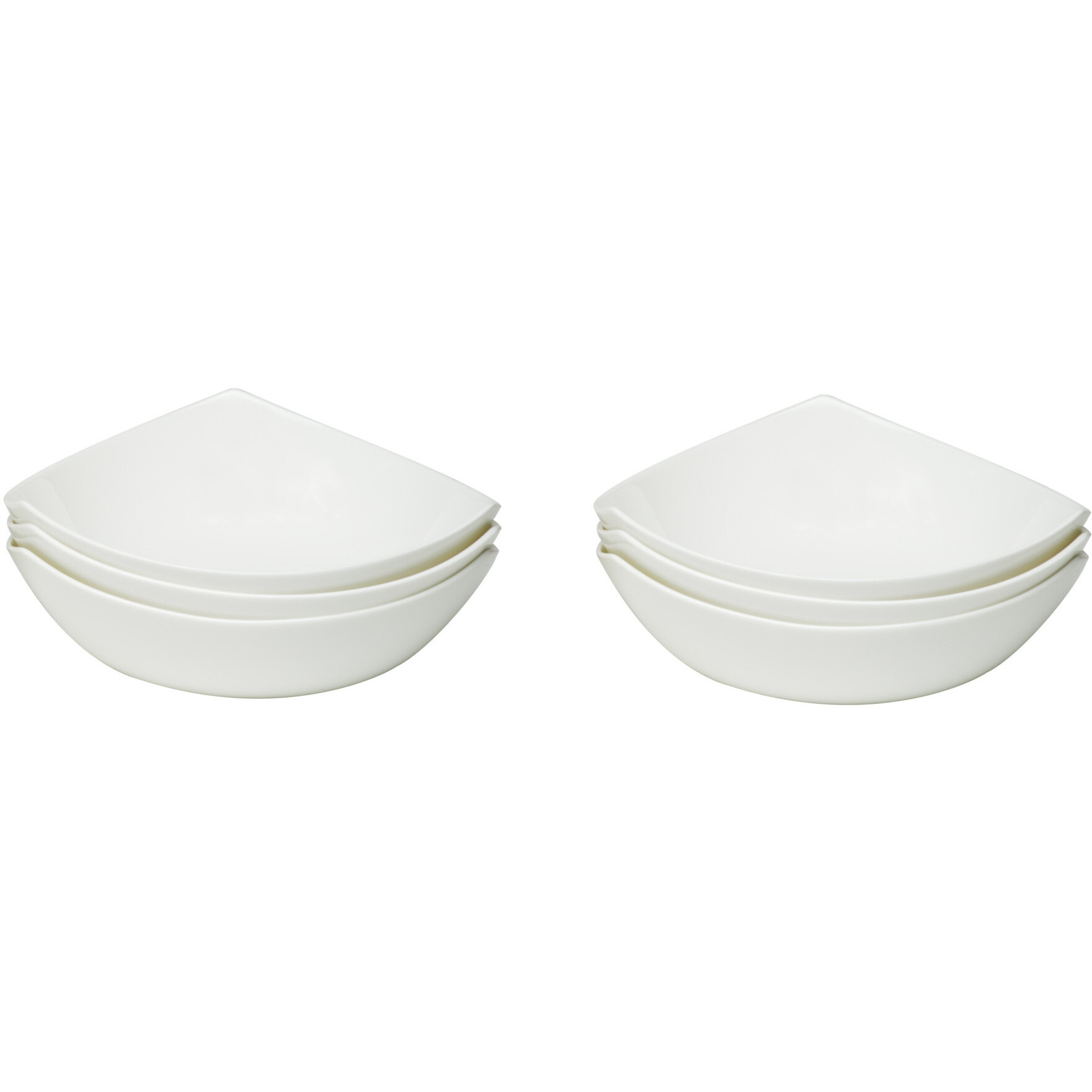 White Six Piece Triangle Bone China Service For Six Bowl Set