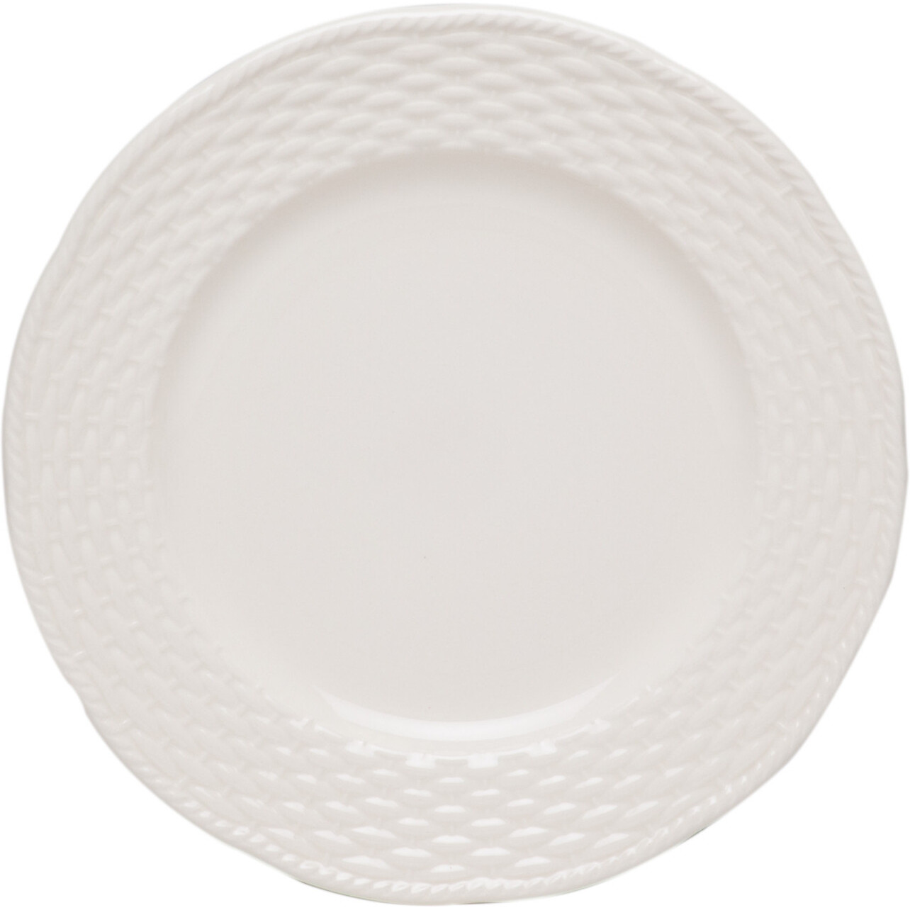 White Four Piece Weave Stoneware Service For Four Dinner Plate Set
