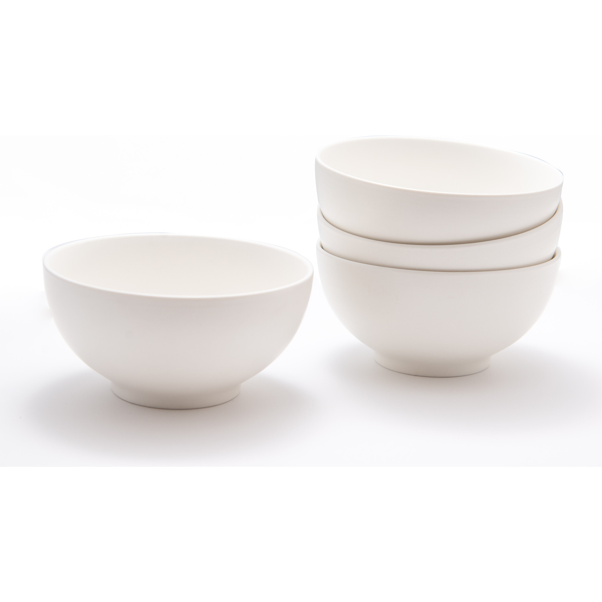 White Four Piece Porcelain Service For Four Bowl Set