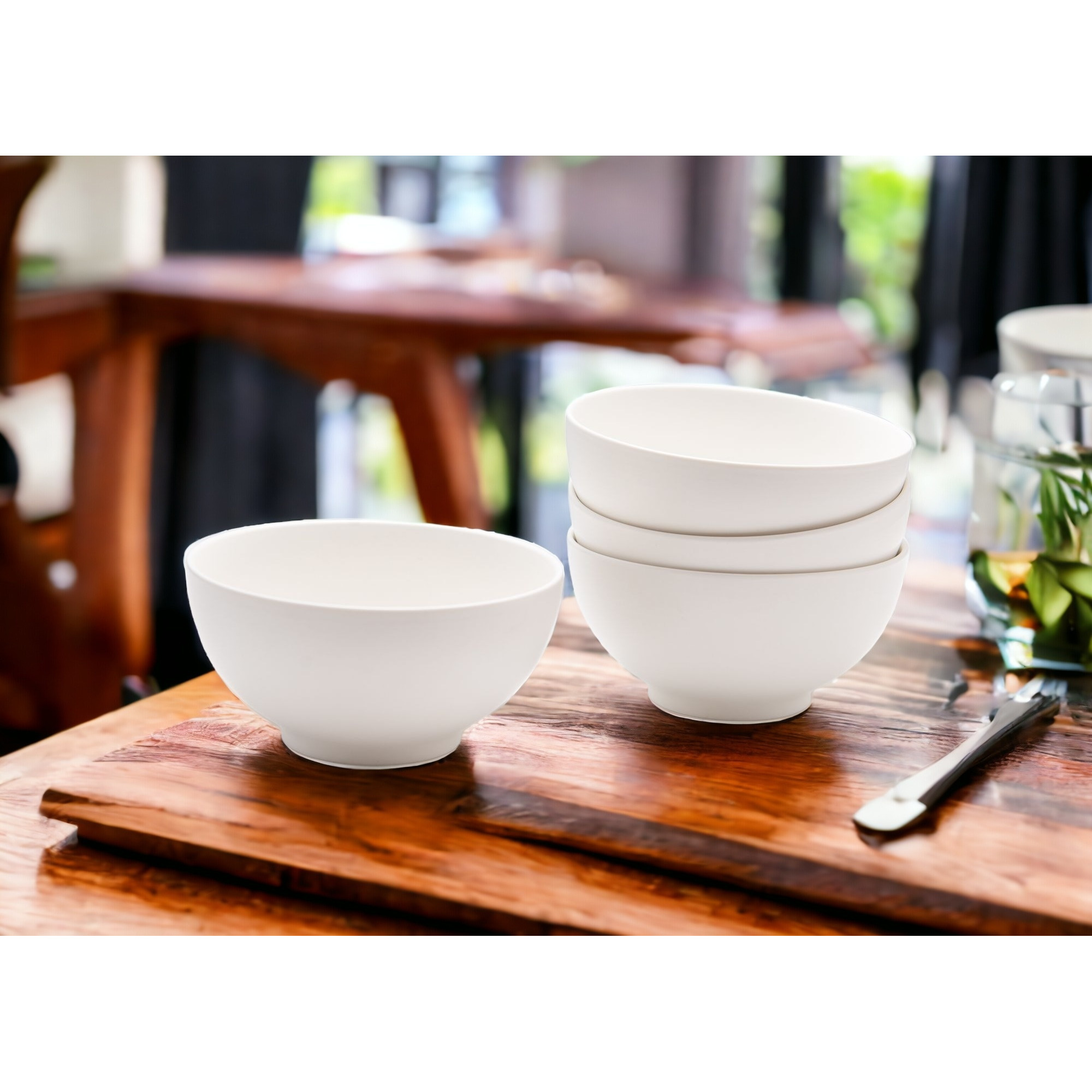 White Four Piece Porcelain Service For Four Bowl Set