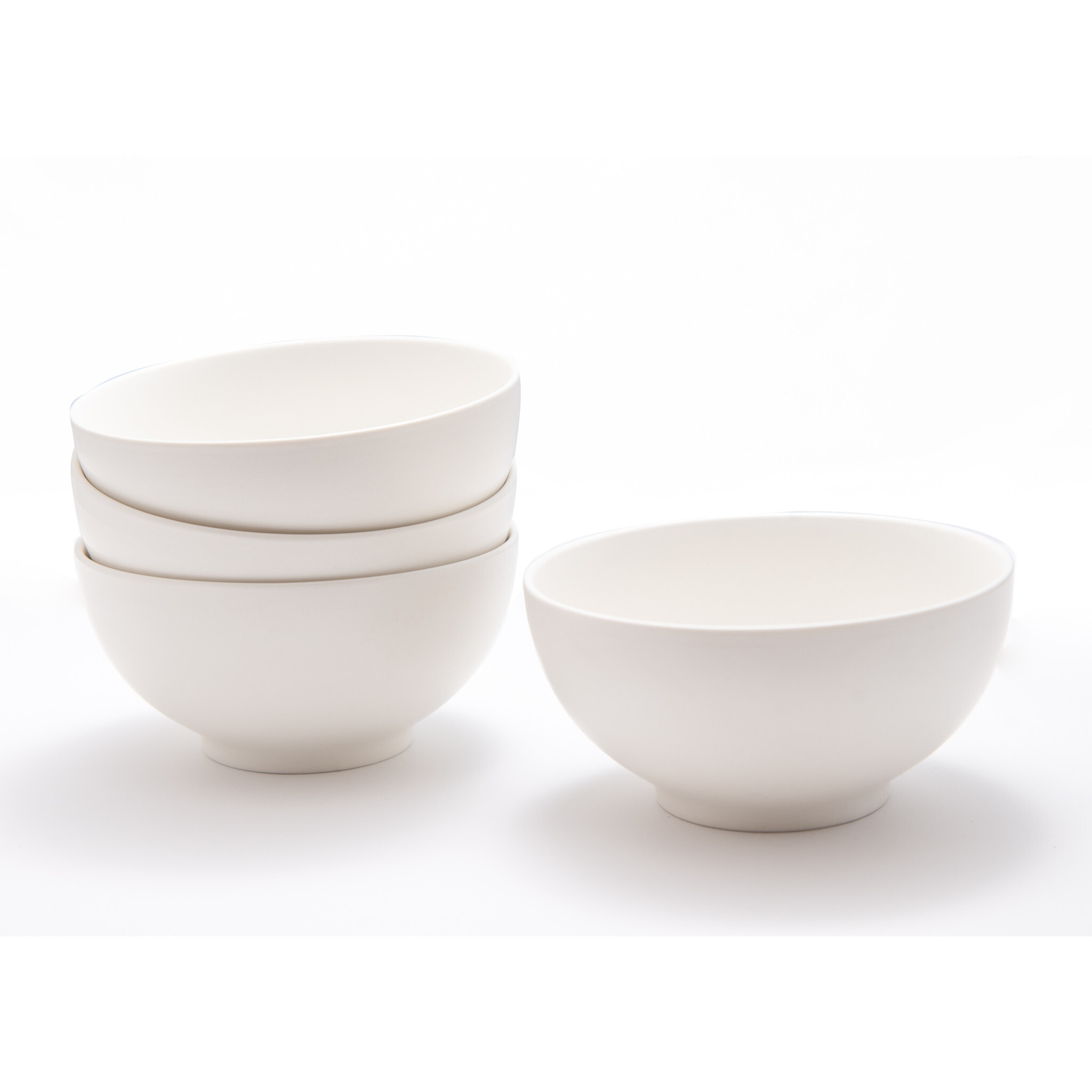 White Four Piece Porcelain Service For Four Bowl Set