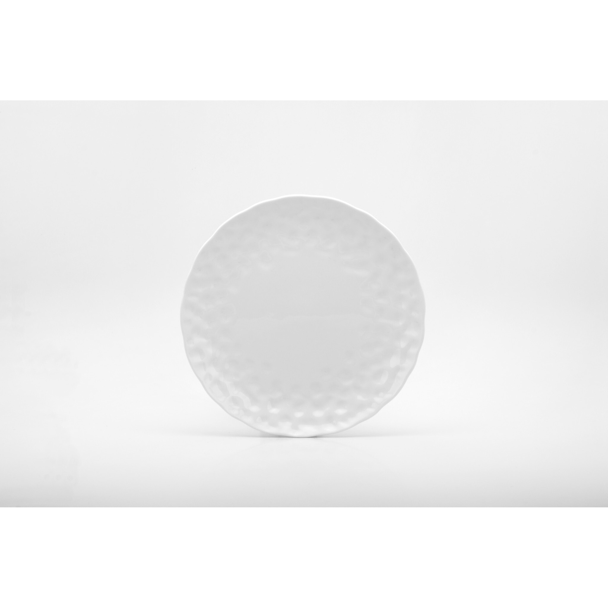 White Six Piece Round Pebbled Porcelain Service For Six Salad Plate Set
