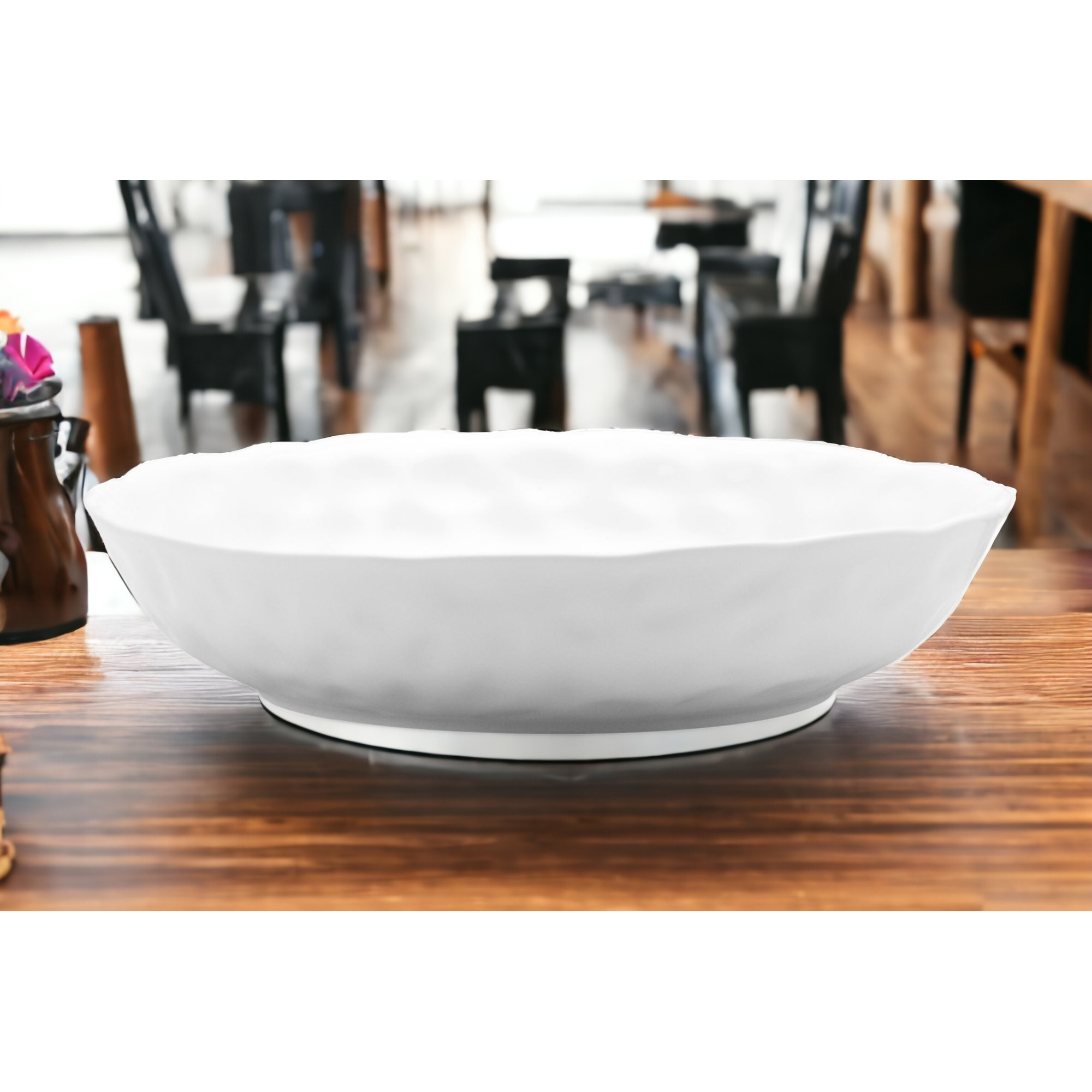 White Six Piece Round Pebbled Porcelain Service For Six Bowl Set