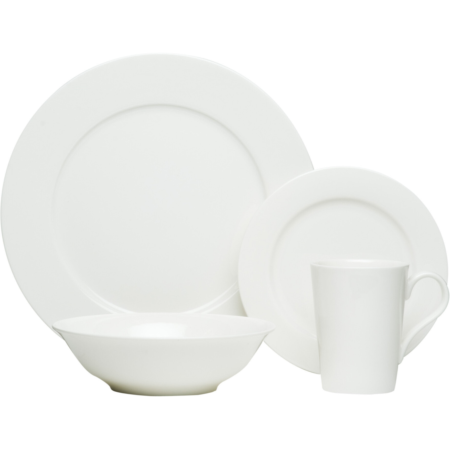 White Sixteen Piece Round Bone China Service For Four Dinnerware Set