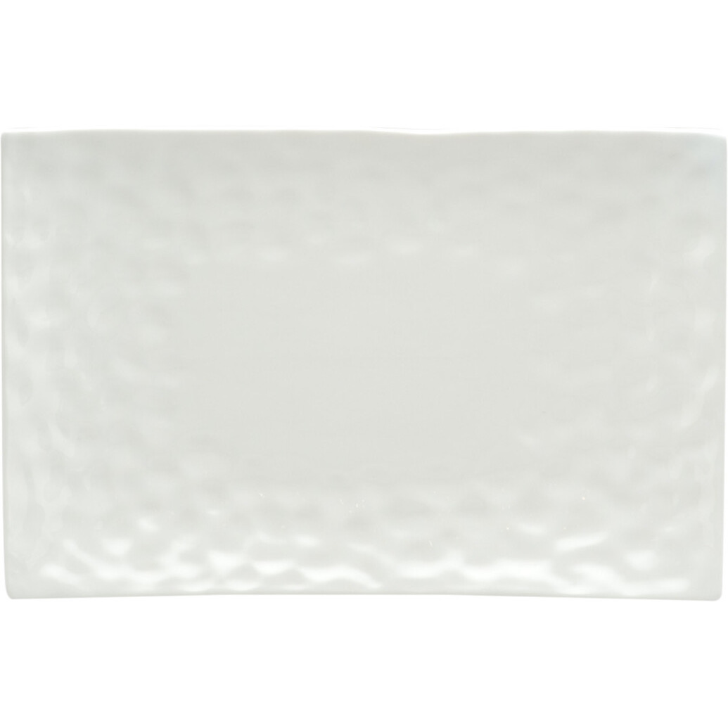 White Six Piece Rectangle Pebbled Porcelain Service For Six Salad Plate Set