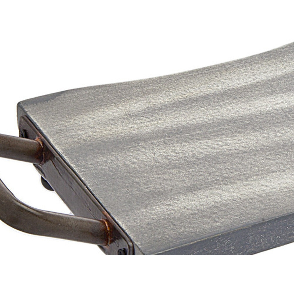27" Gray and Black Wood and Metal Serving Tray With Handles