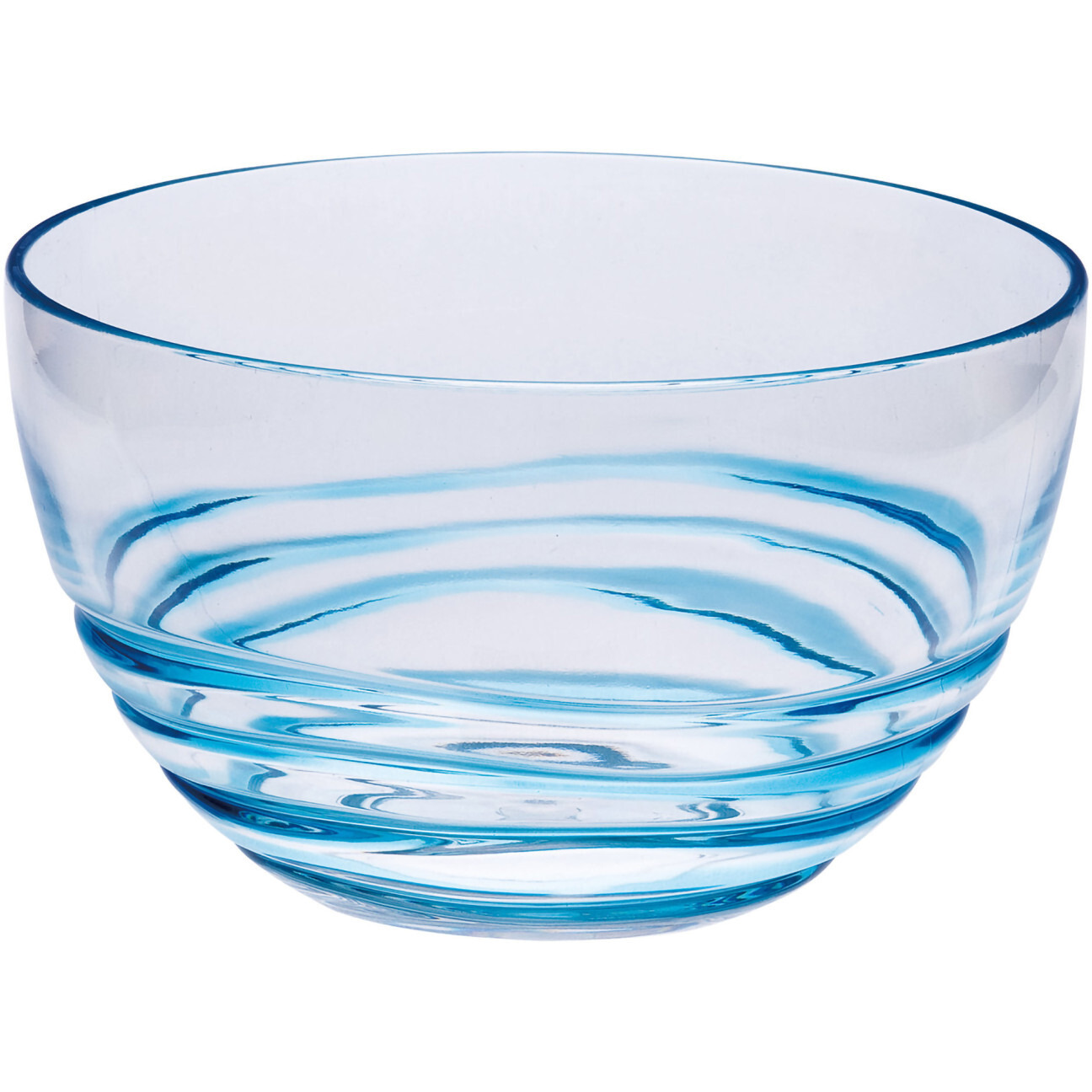 Clear and Blue Four Piece Swirl Acrylic Service For Four Bowl Set