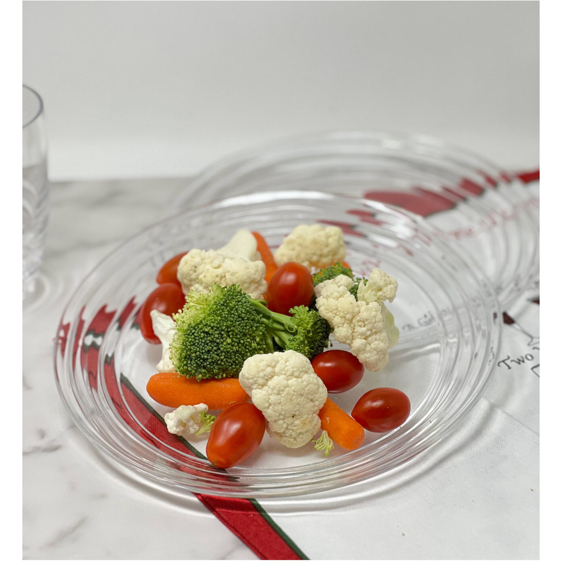 Clear Four Piece Round Swirl Acrylic Service For Four Salad Plate Set