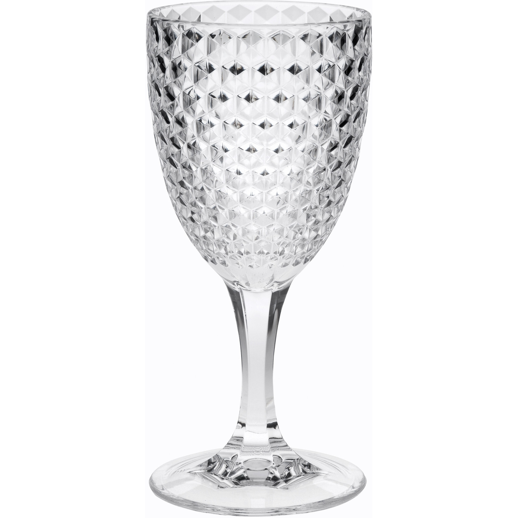 Set of Four Clear Diamond Acrylic Stemmed All Purpose Wine Glass