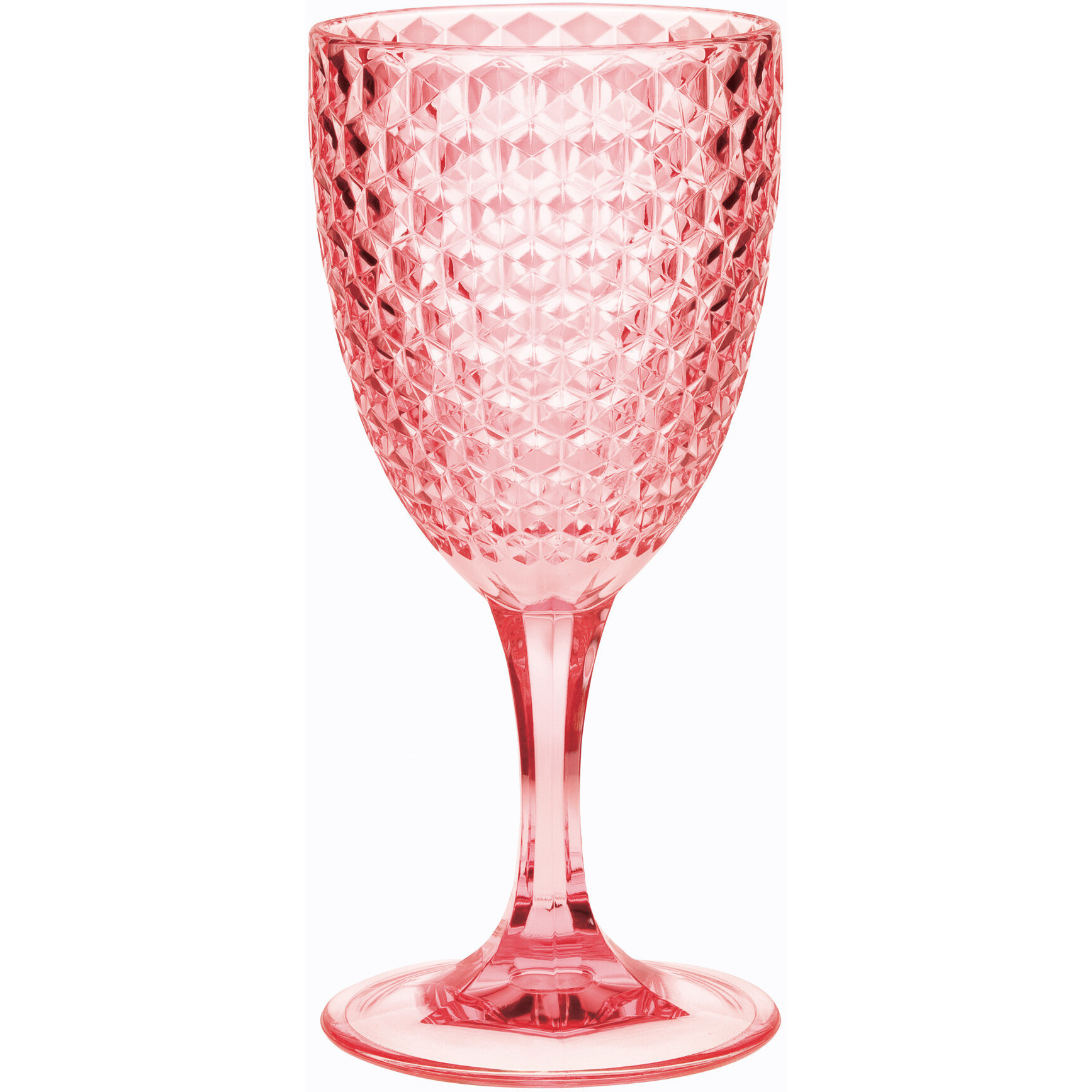 Set of Four Pink Diamond Acrylic Stemmed All Purpose Wine Glass