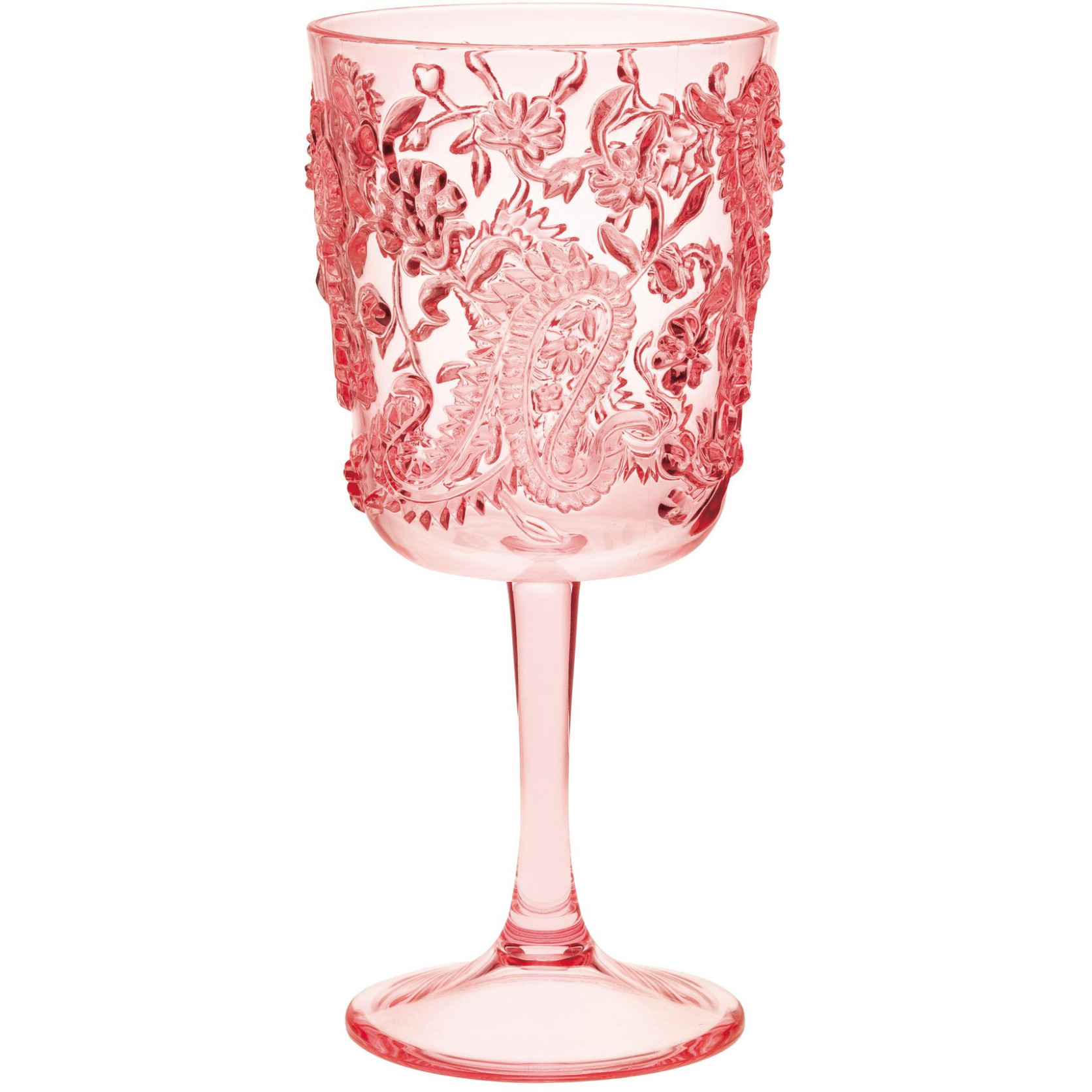 Set of Four Pink Paisley Acrylic Stemmed All Purpose Wine Glass