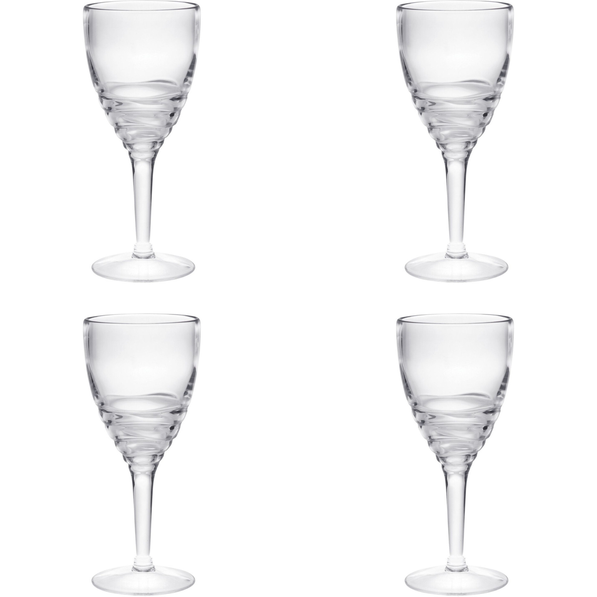 Set of Four Clear Swirl Acrylic Stemmed All Purpose Wine Glass