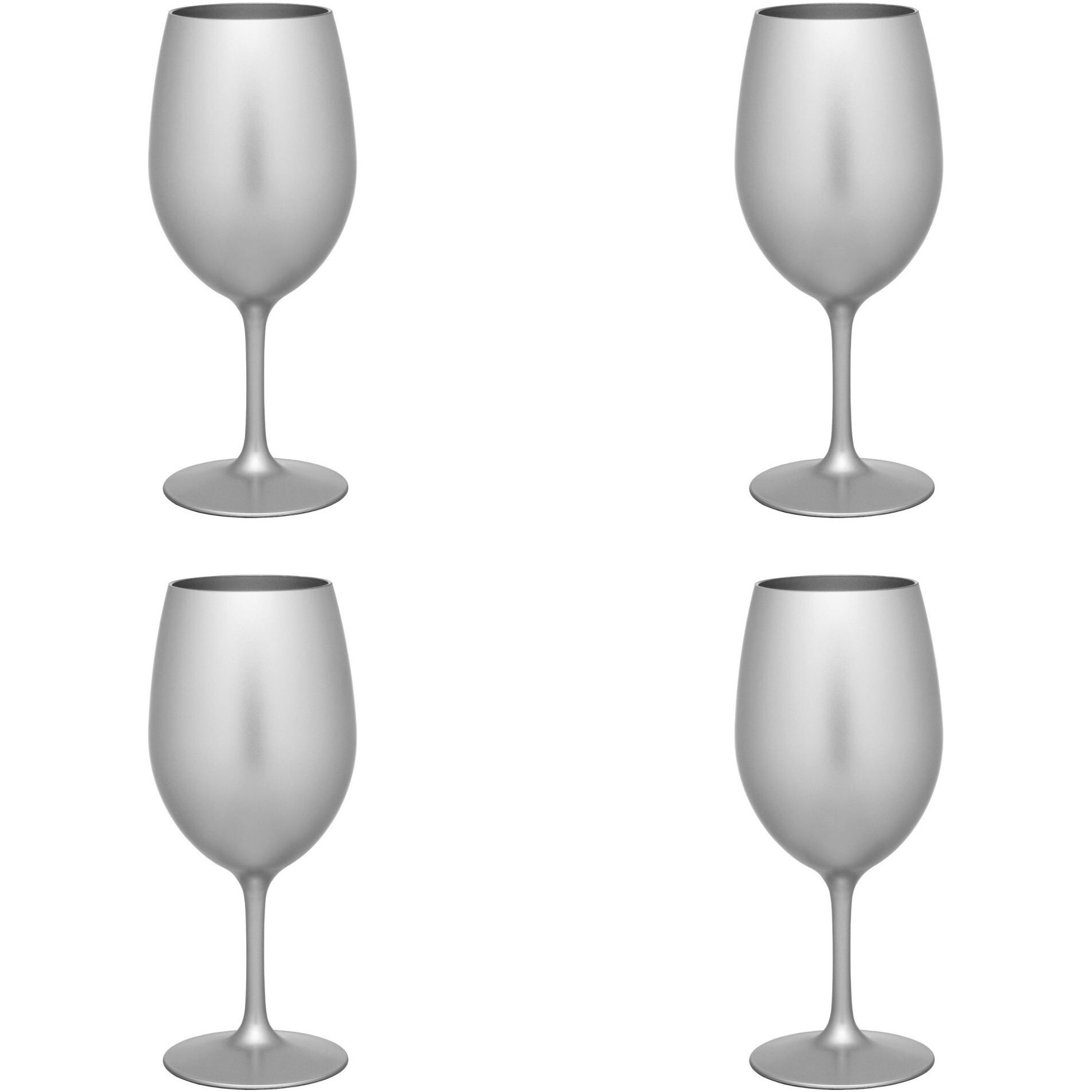 Set of Four Silver Acrylic Stemmed All Purpose Wine Glass