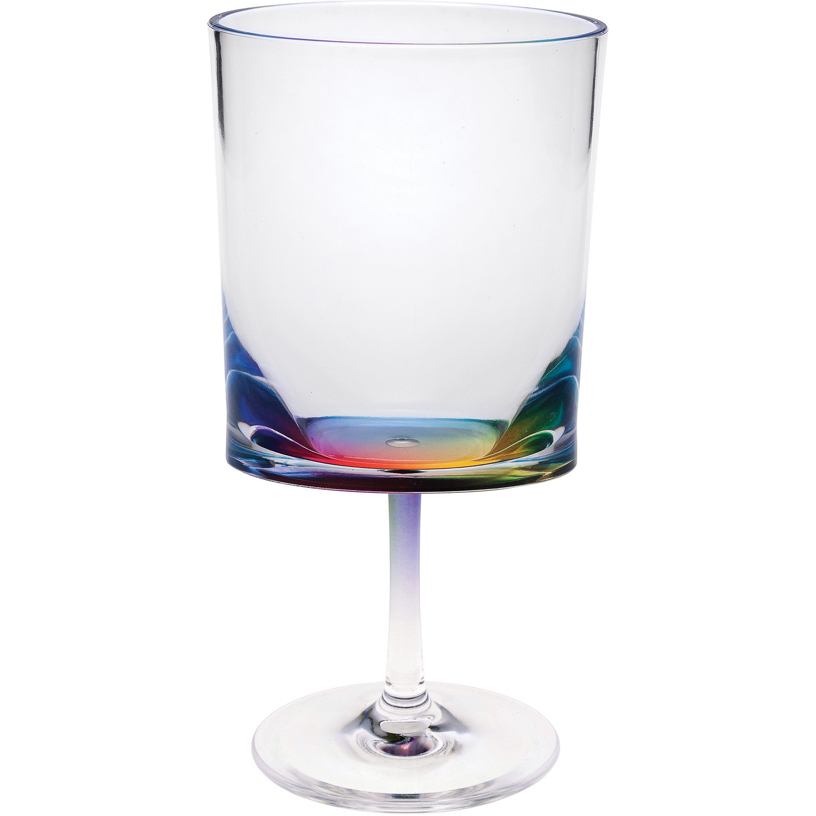 Set of Four Clear and Rainbow Geometric Acrylic Stemmed All Purpose Wine Glasses