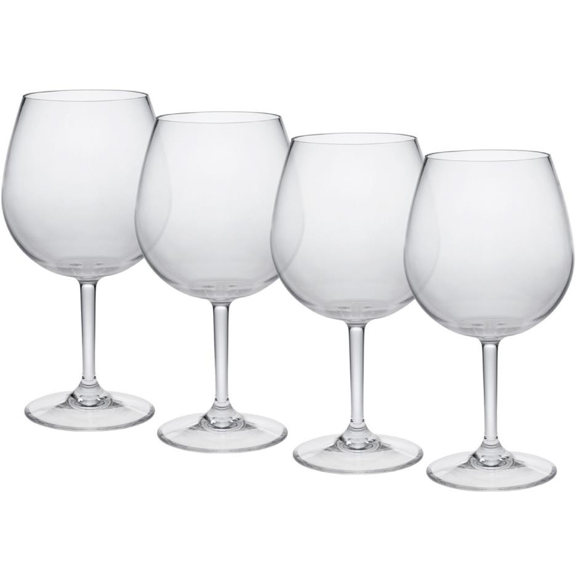 Set of Four Clear Tritan Plastic Stemmed All Purpose Wine Glass