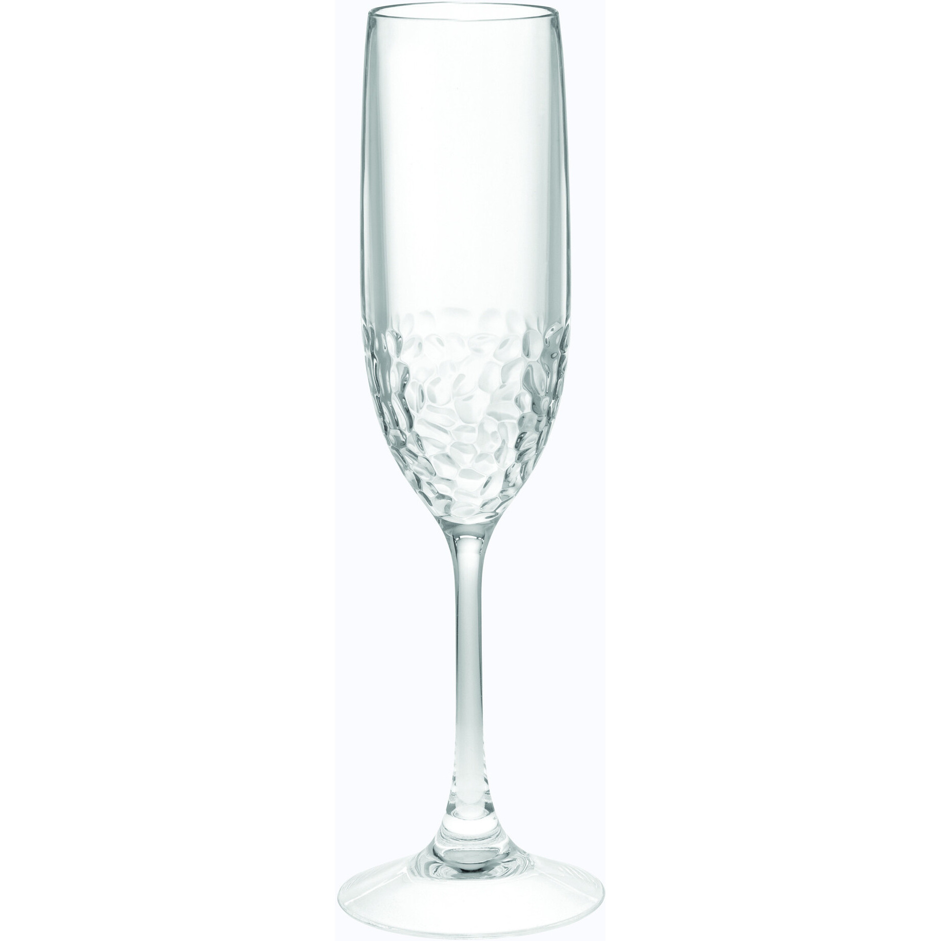 Set of Four Clear Dimpled Tritan Plastic Stemmed Flutes