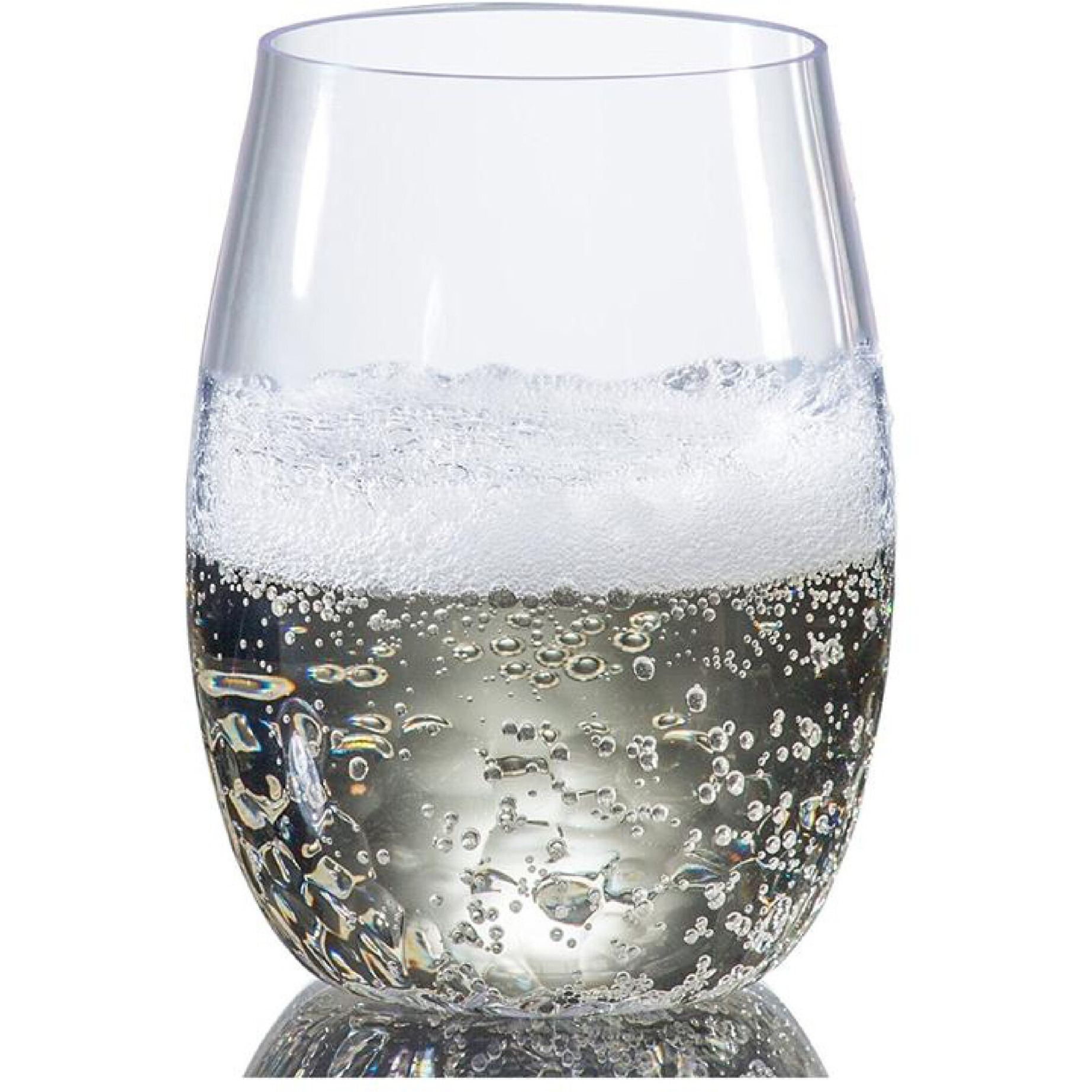 Set of Four Clear Dimpled Tritan Plastic Stemless All Purpose Tumbler Wine Glasses