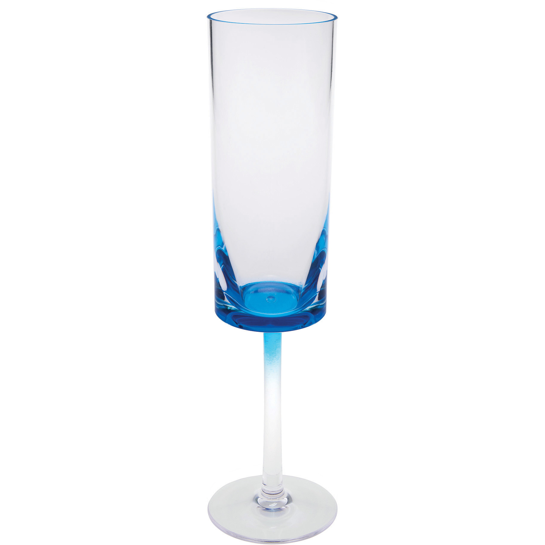 Set of Four Clear and Blue Acrylic Stemmed Flutes