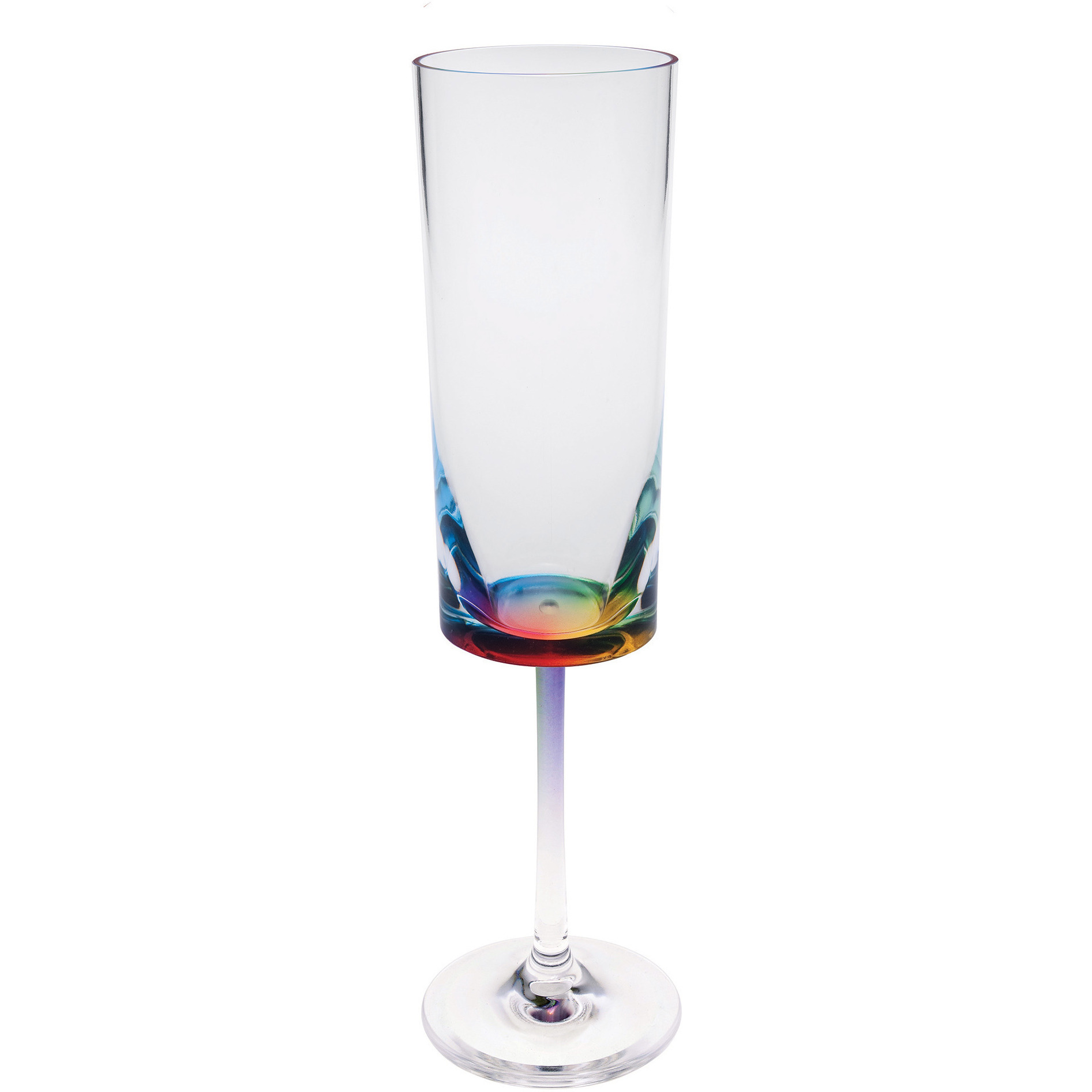 Set of Four Rainbow Geometric Acrylic Stemmed Flutes