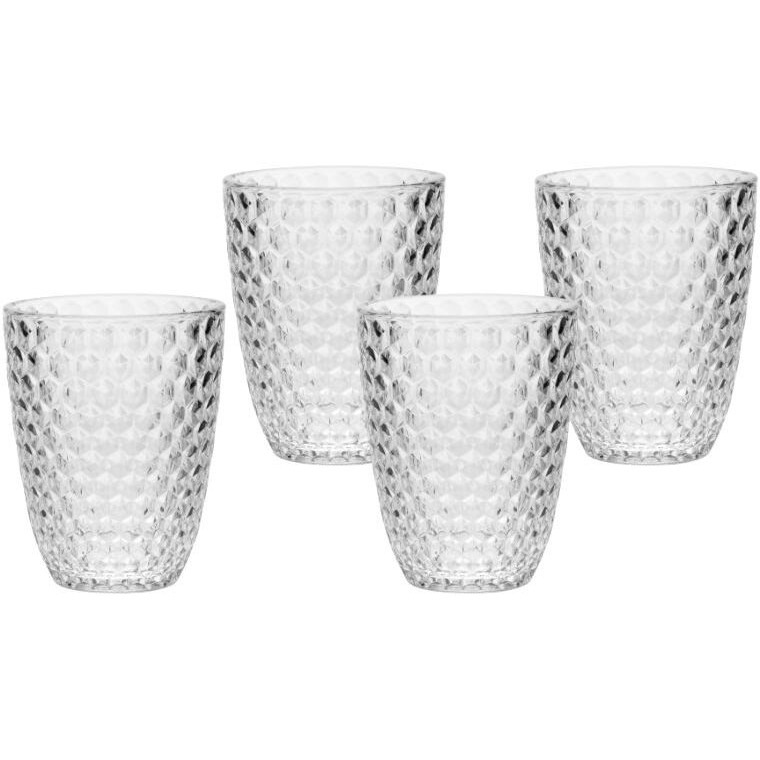 Set of Four Clear Diamond Acrylic Stemless Whiskey Glasses