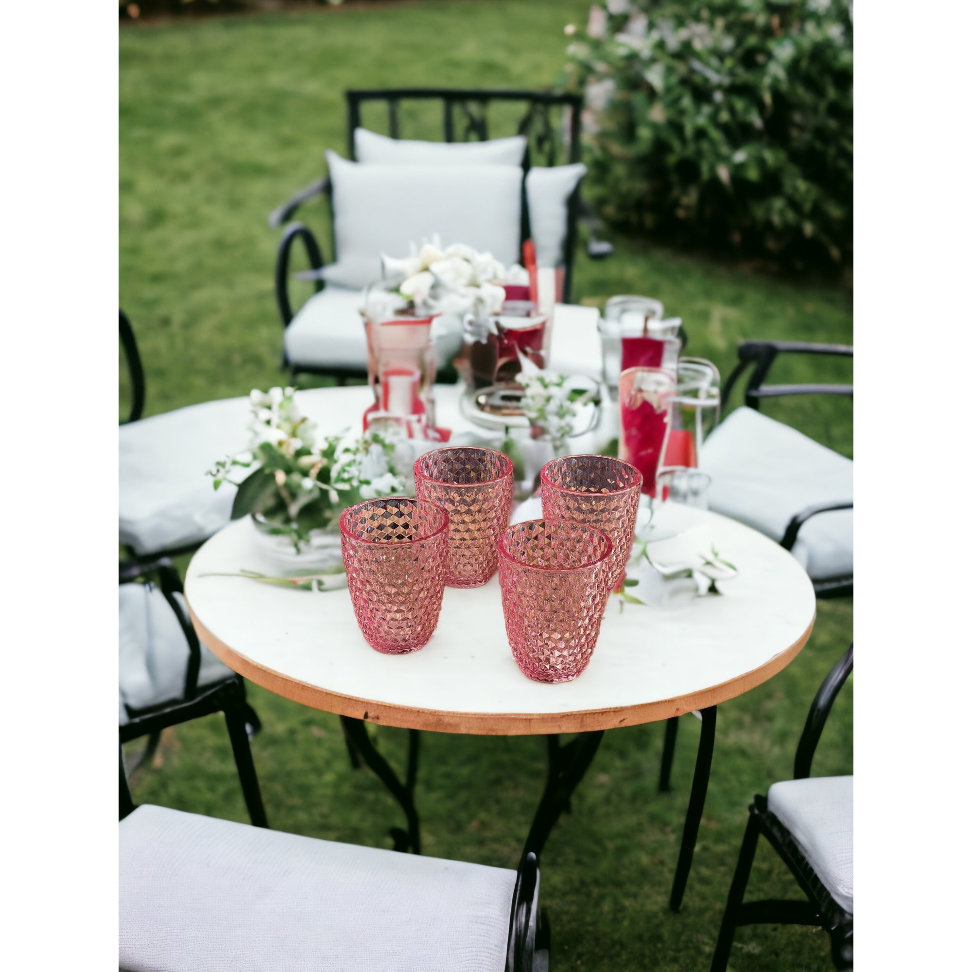 Set of Four Pink Diamond Acrylic Stemless Whiskey Glass