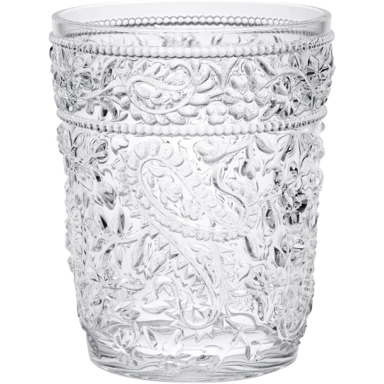Set of Four Clear Paisley Acrylic Stemless Whiskey Glass