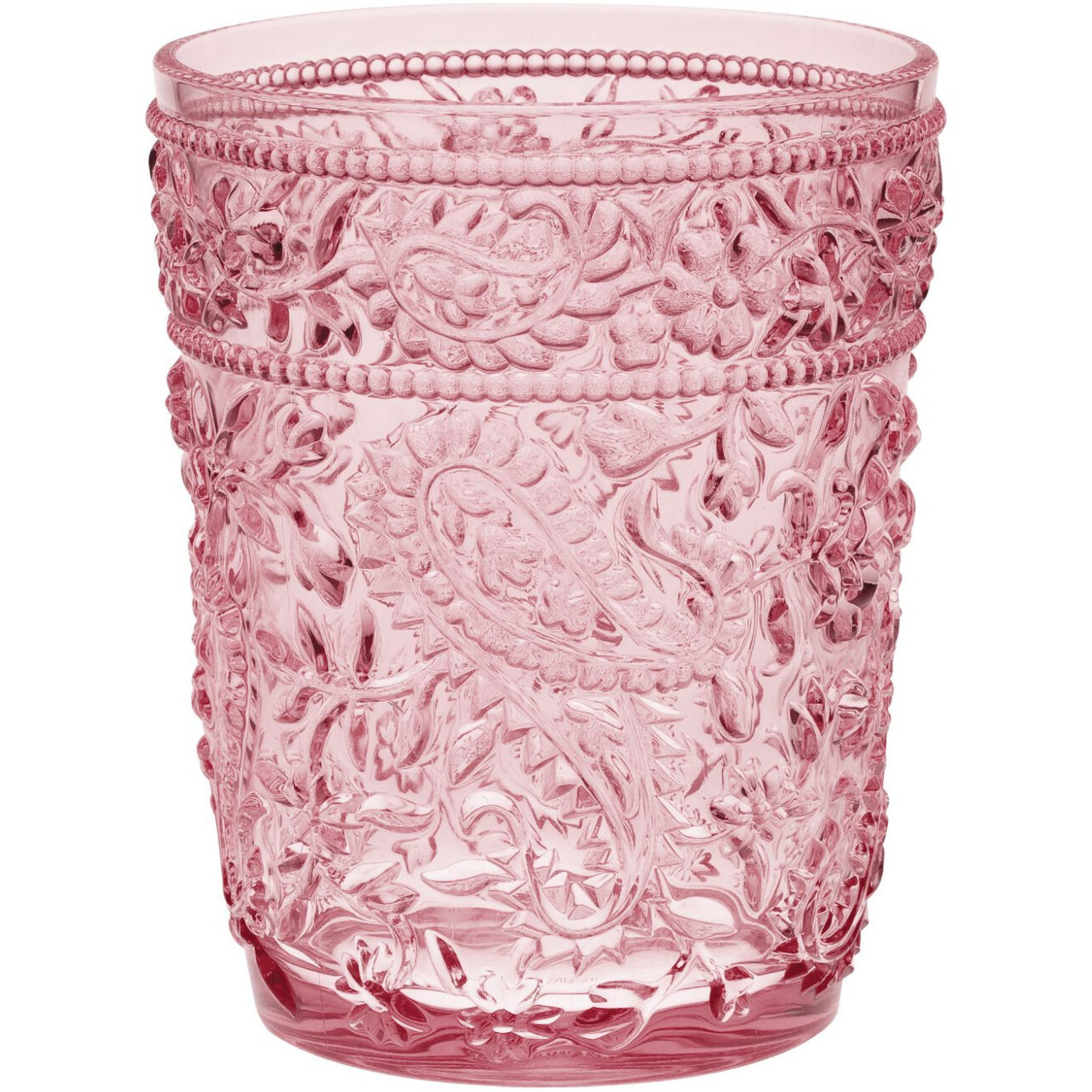Set of Four Pink Paisley Acrylic Stemless Whiskey Glasses