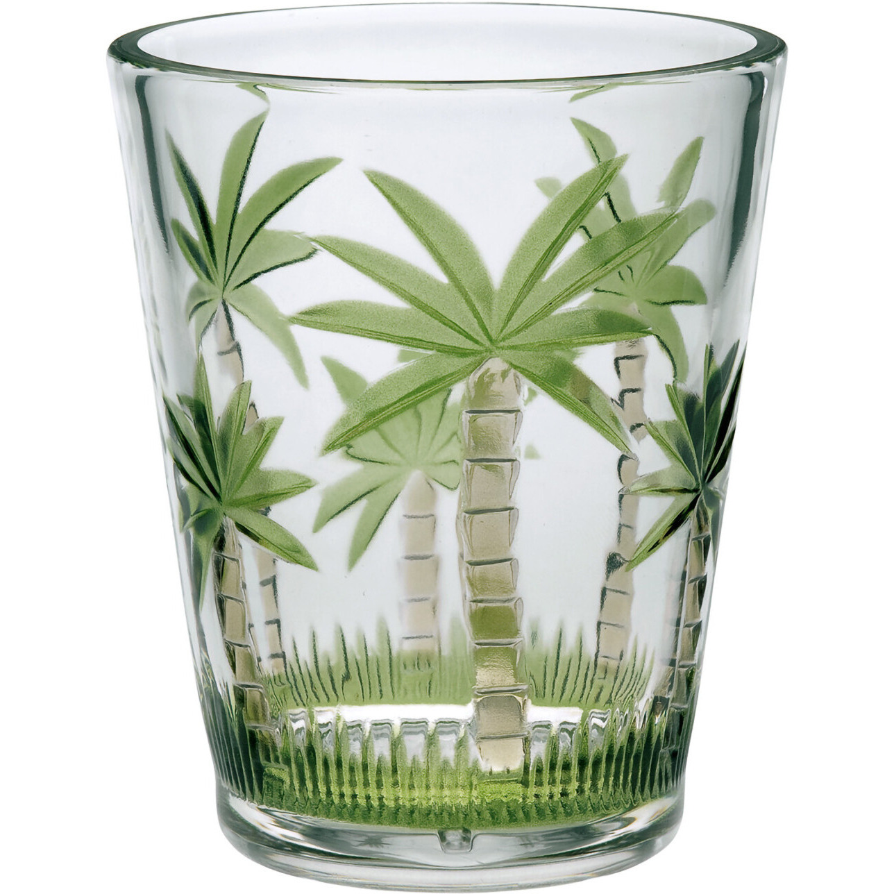 Set of Four Green Floral Acrylic Stemless Whiskey Glass