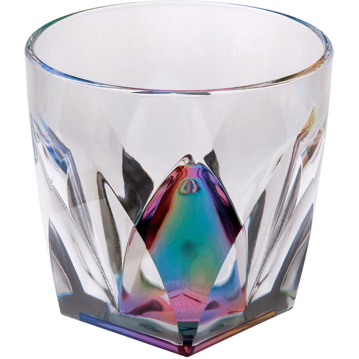 Set of Four Rainbow Geometric Acrylic Stemless Whiskey Glass