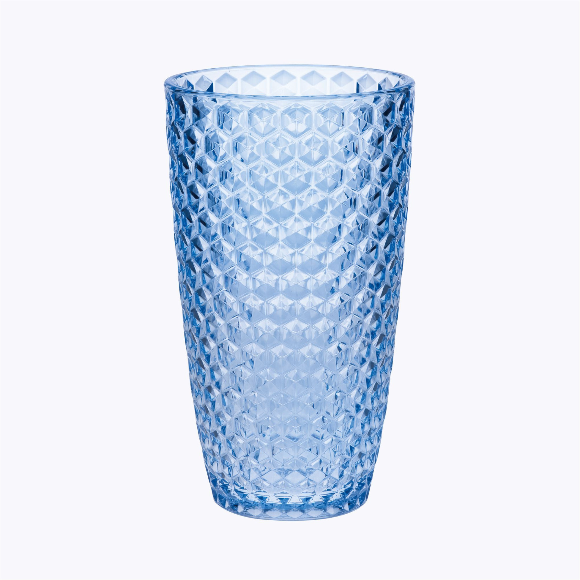 Set of Four Blue Geometric Acrylic Stemless Highball Glass