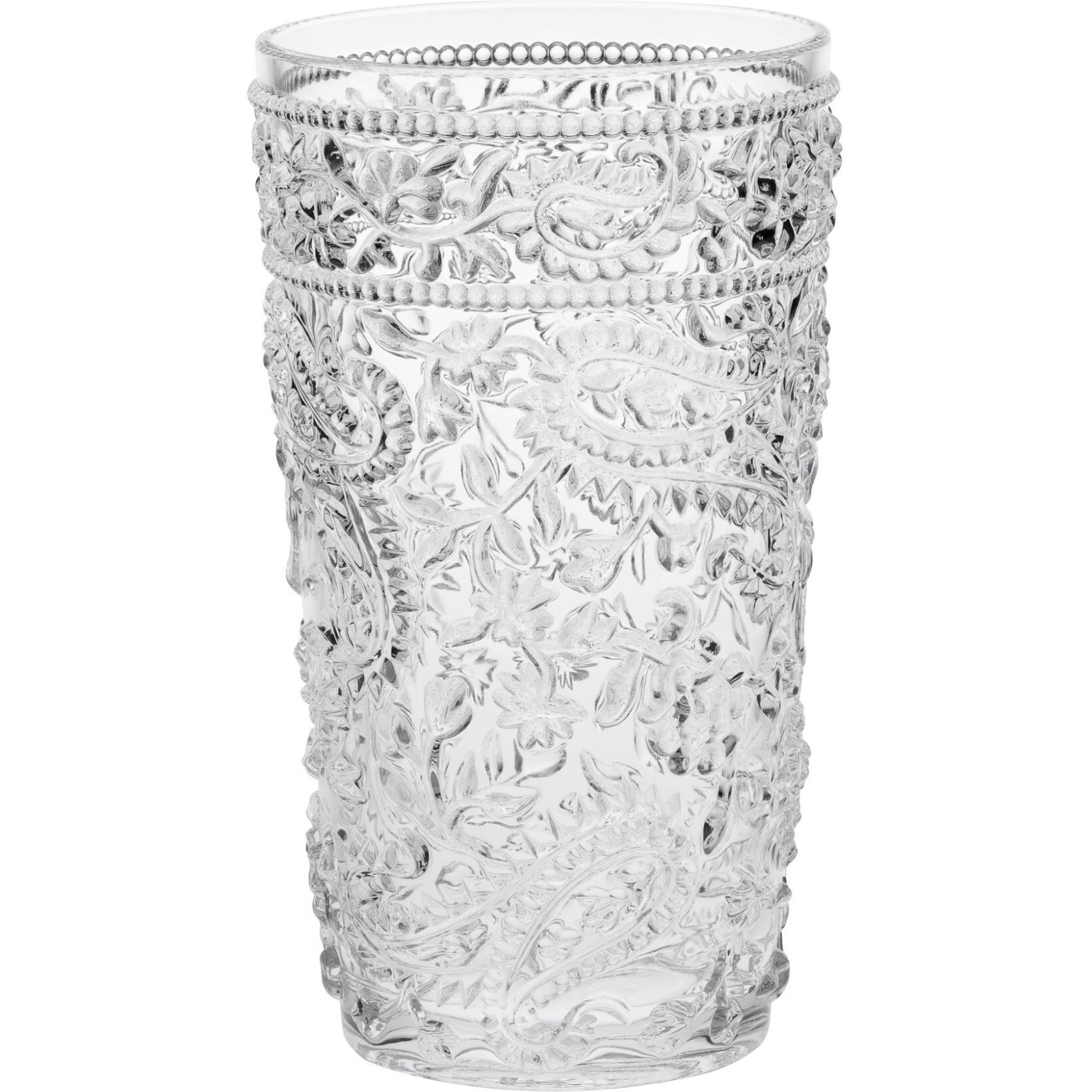 Set of Four Clear Paisley Acrylic Stemless Highball Glass