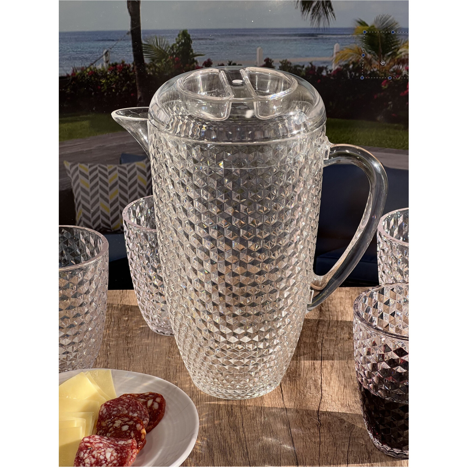 2.5 Quart Clear Diamond Acrylic Serving Pitcher