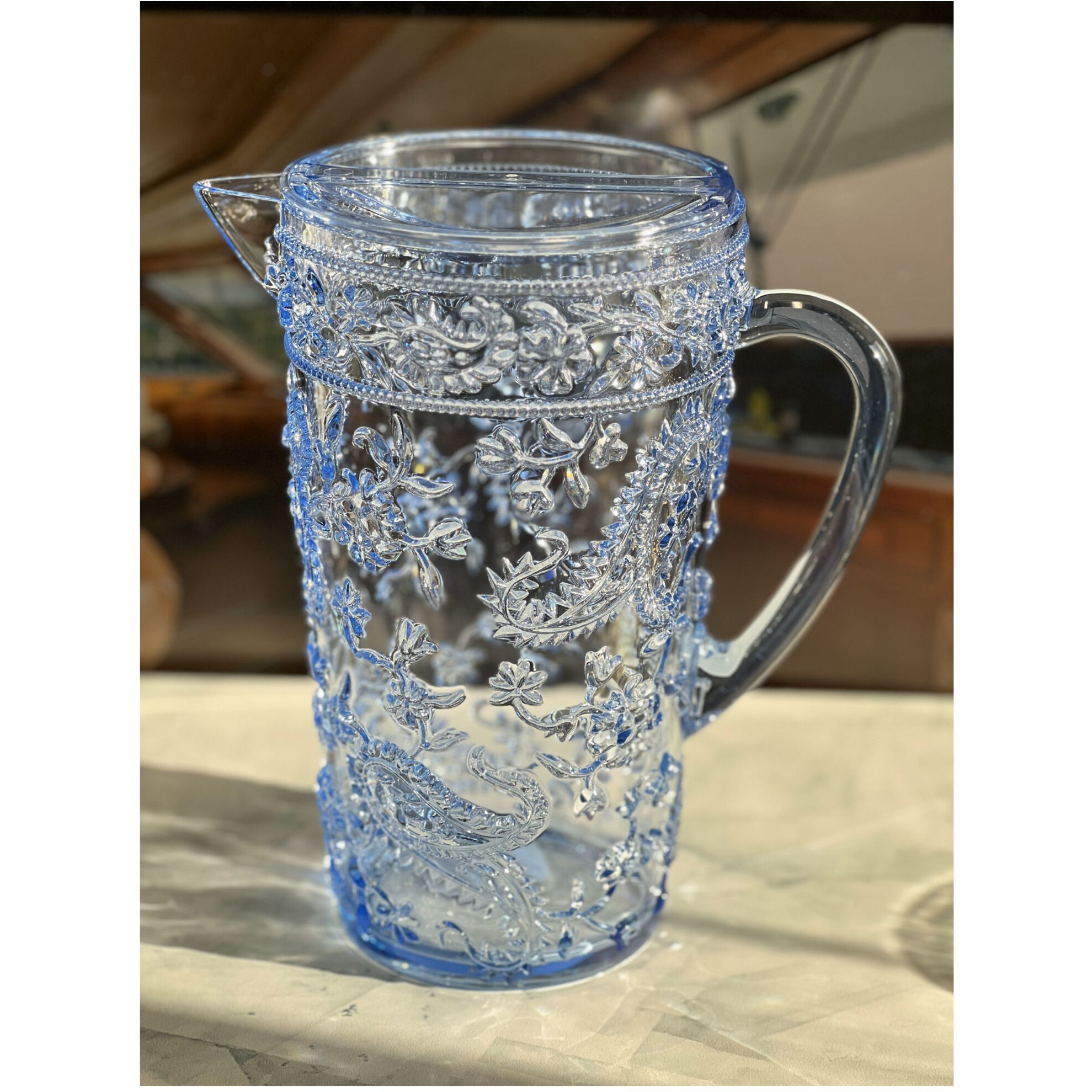 2.5 Quart Blue Paisley Acrylic Pitcher