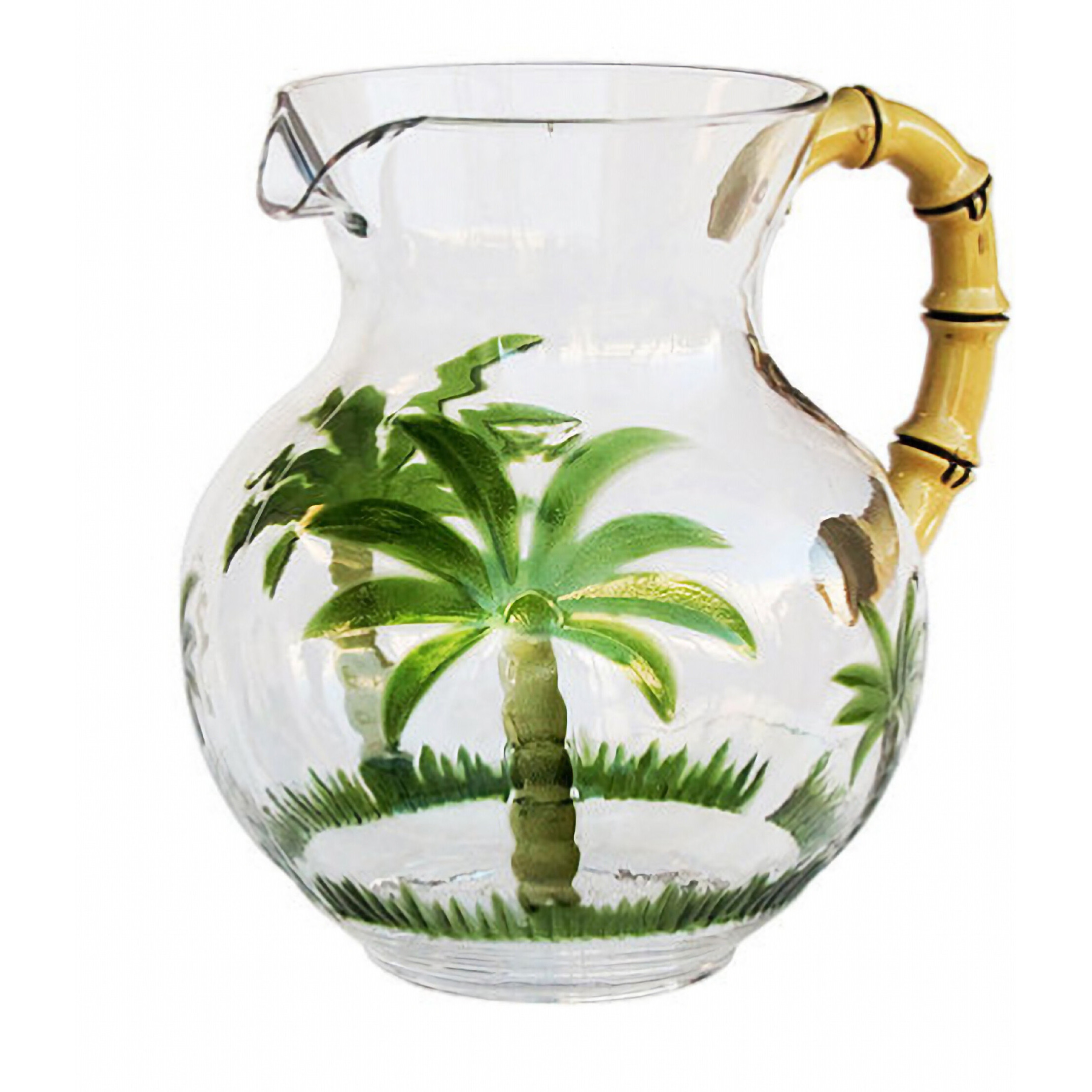 3 Quart Clear and Green Palm Tree Acrylic Pitcher
